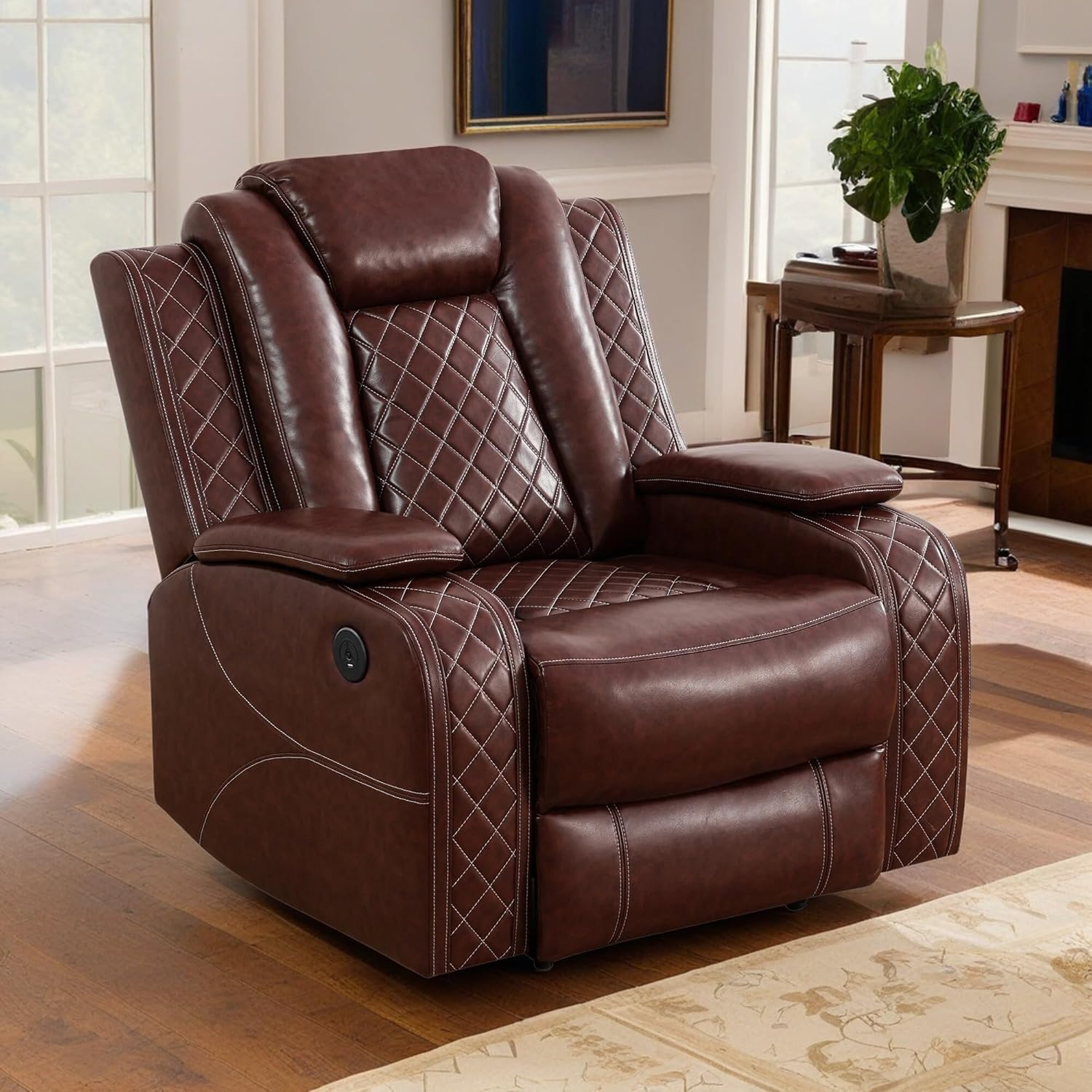 MODCART Relaxing Breathing LeatherRecliner Chair with Storage Bucket & Cupholders