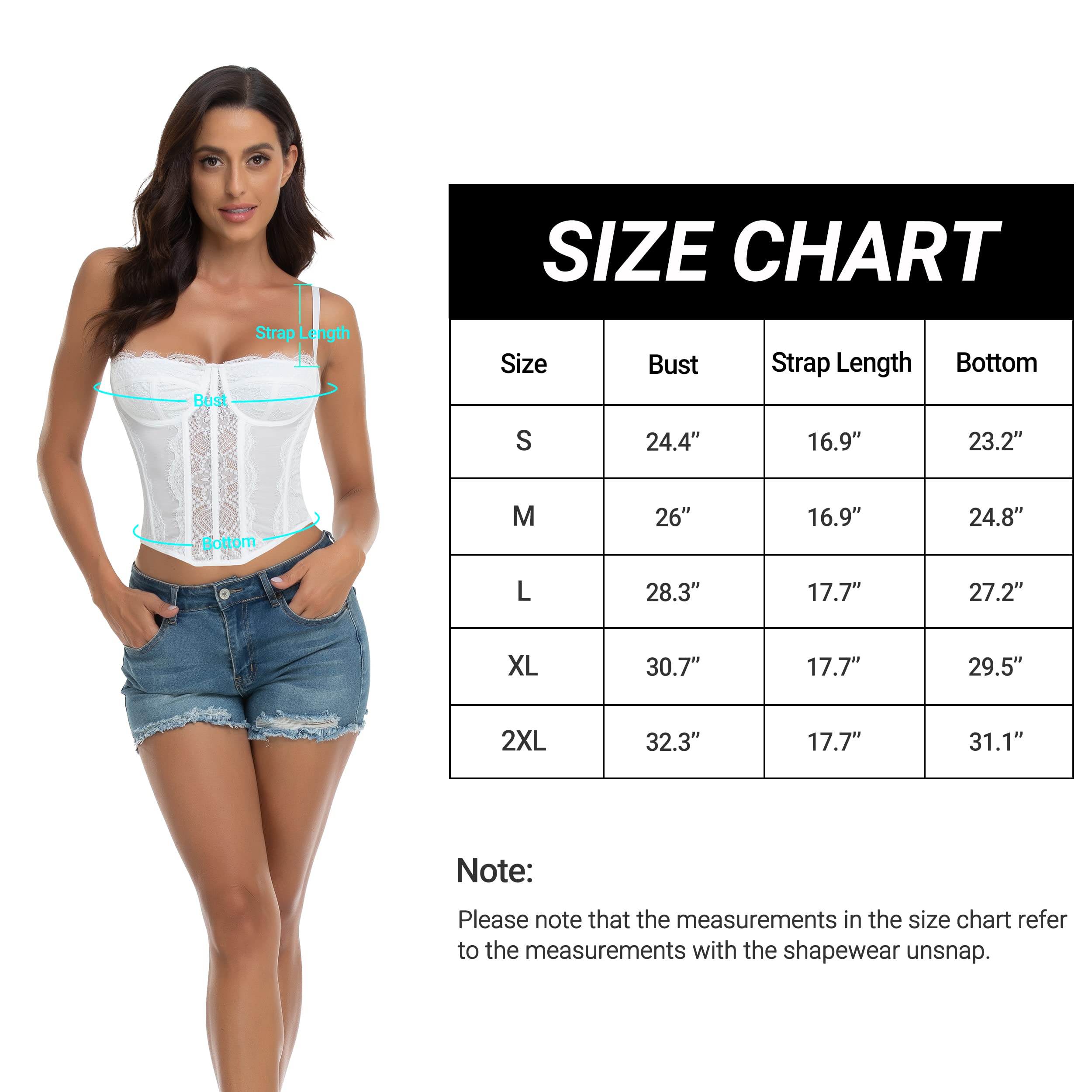 Raxnode, Bustino in pizzo da donna, sexy, per uscire, feste, club, con fibbia