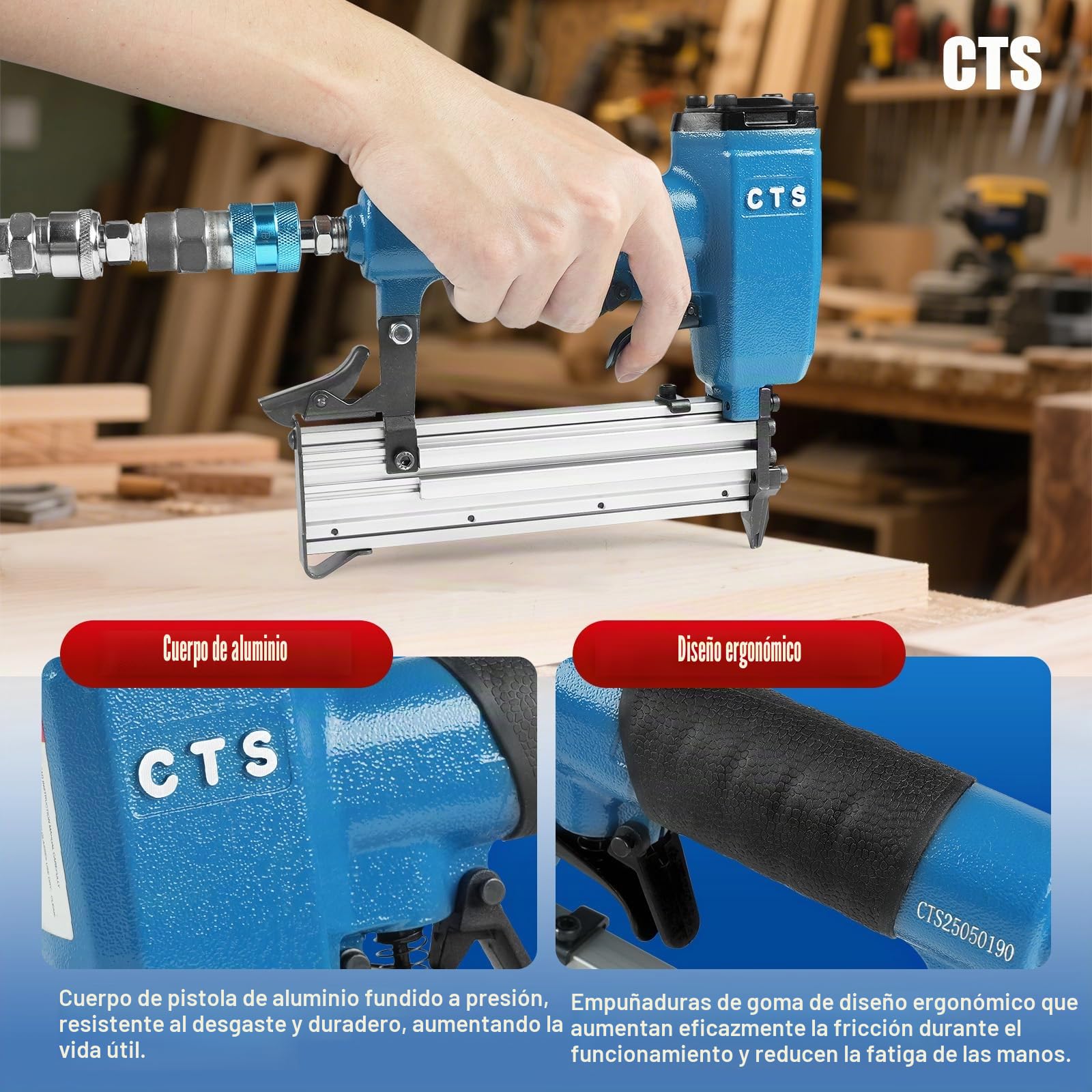 CTS P630C - Clavadora de pines de calibre 23 con 3000 piezas de clavos, pistola neumática sin cabeza con gatillo de seguridad, se adapta a clavos de pin de 1/2'' a 1-3/16'' (12 a 30 mm), micro