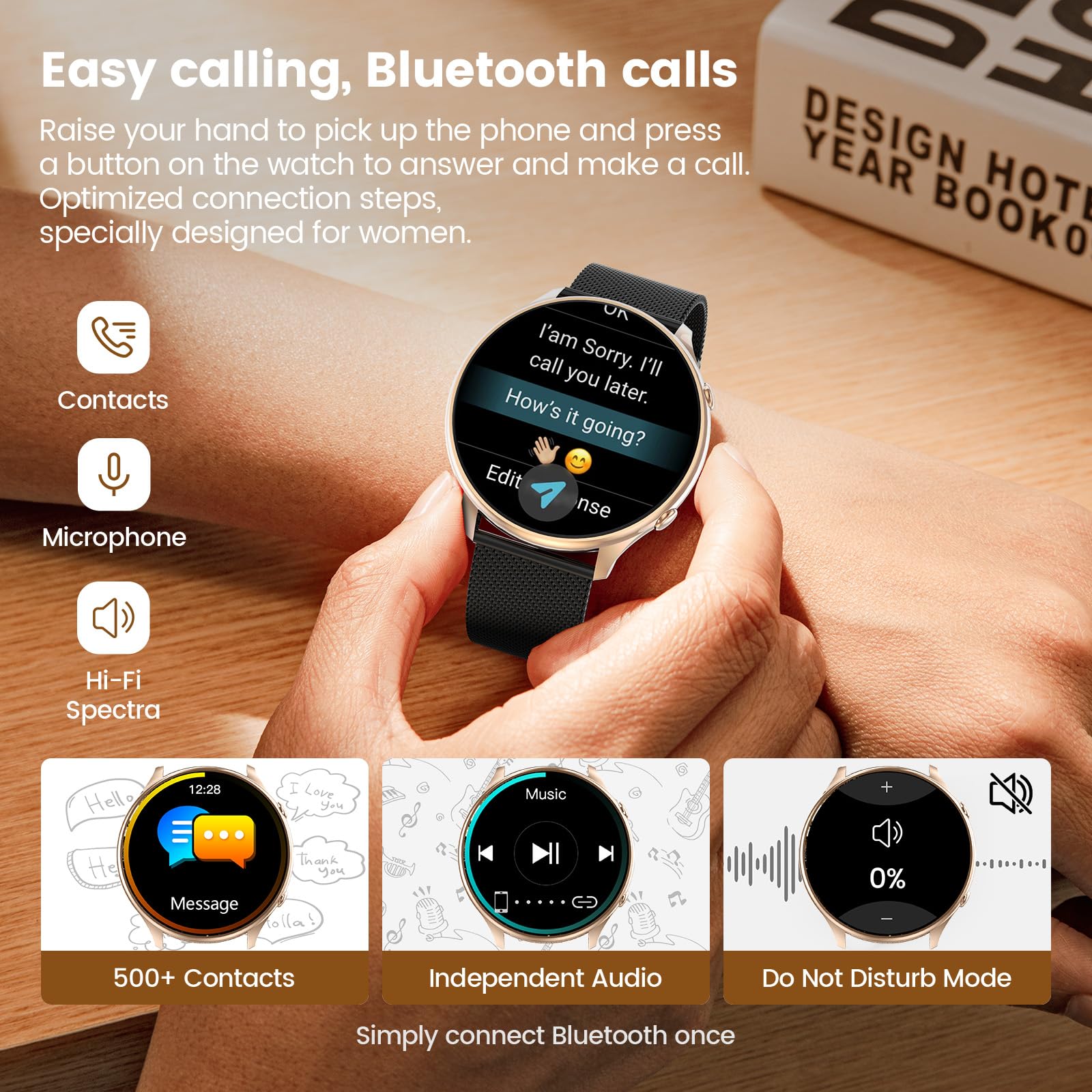 SLOKSFil 2024 Smartwatch Donna, Fitness Tracker con Contapassi, Sonno, Cardiofrequenzimetro, 1.39'' Orologio Smartwatch con Funzione Telefono, IP68 Smart watch Donna per Android & iOS