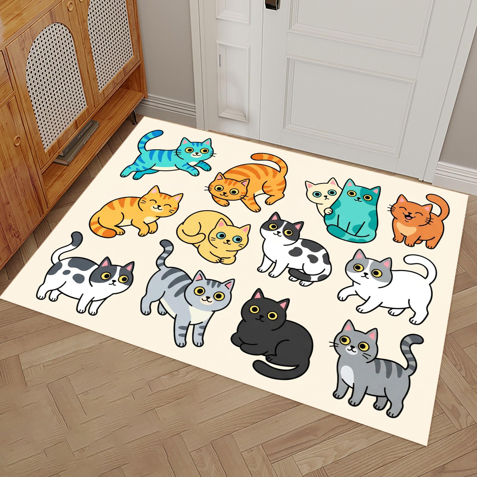 Paillasson chat intérieur antidérapant et lavable pour entrée et chambre