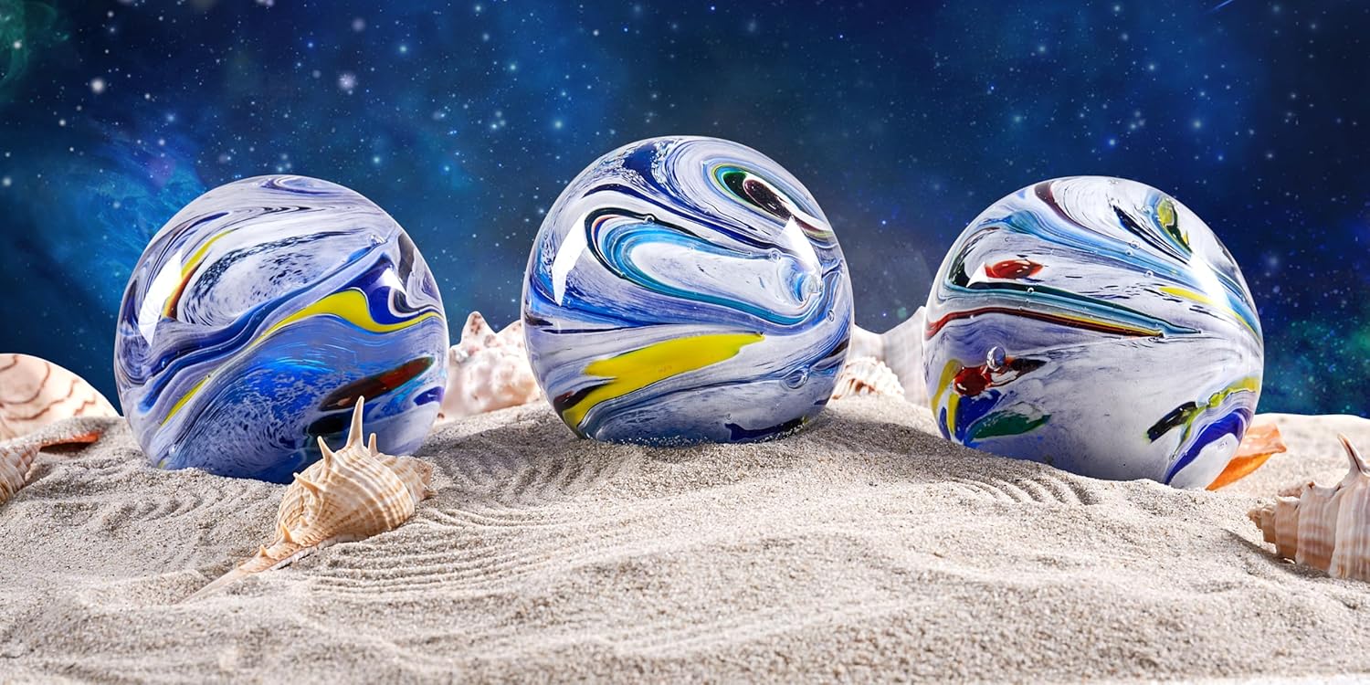 EUSTUMA Hand Blown Glass Figurines Ball Planet,Paperweight Glass Ball,Home Decor Collectible,Space Museum Decor,Office Decor Outer Space Lovers