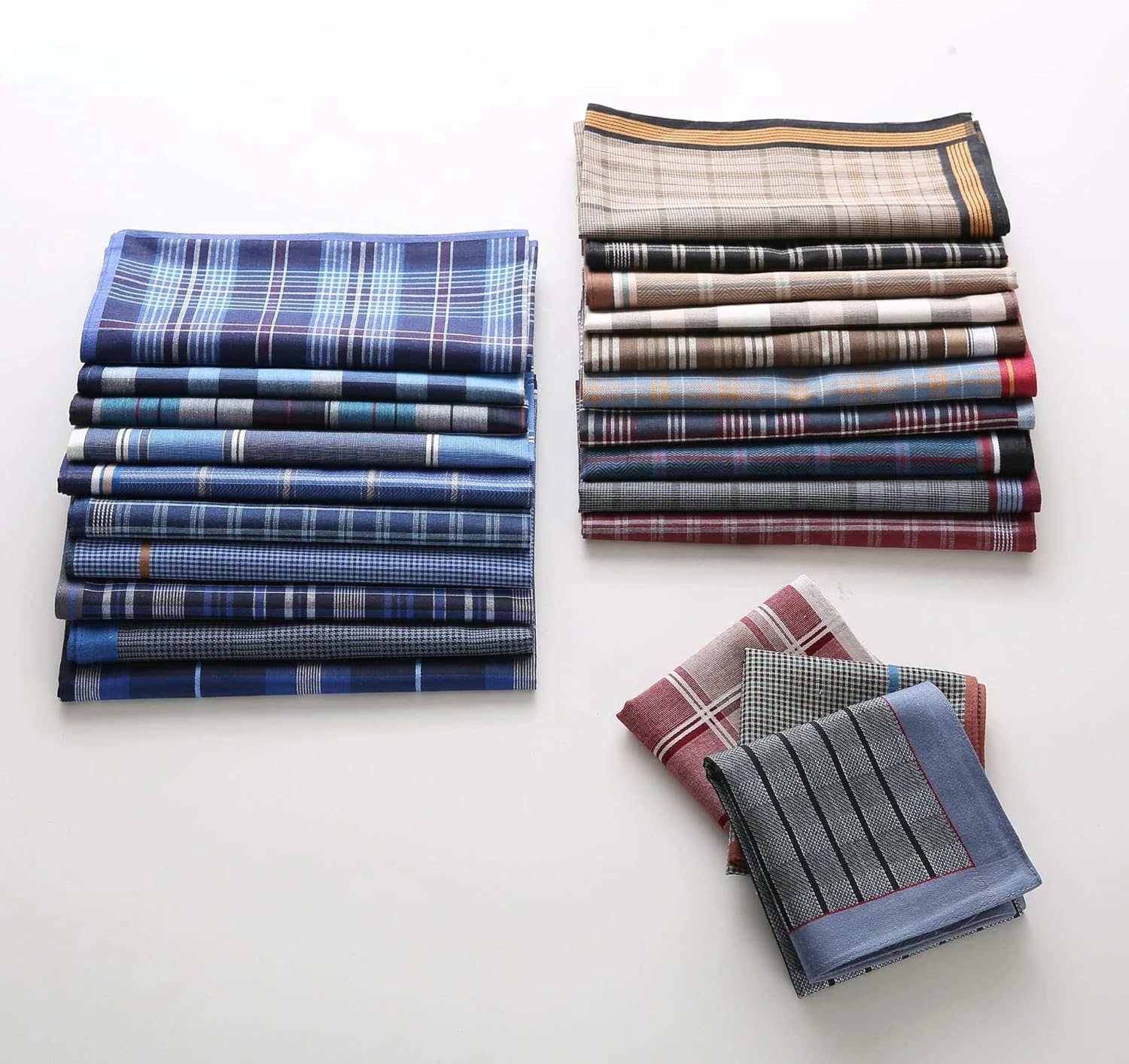 12Pcs/lot Square Plaid Stripe Handkerchiefs Men Classic Vintage Pocket Pocket Cotton Towel 43 * 43cm (D 1)