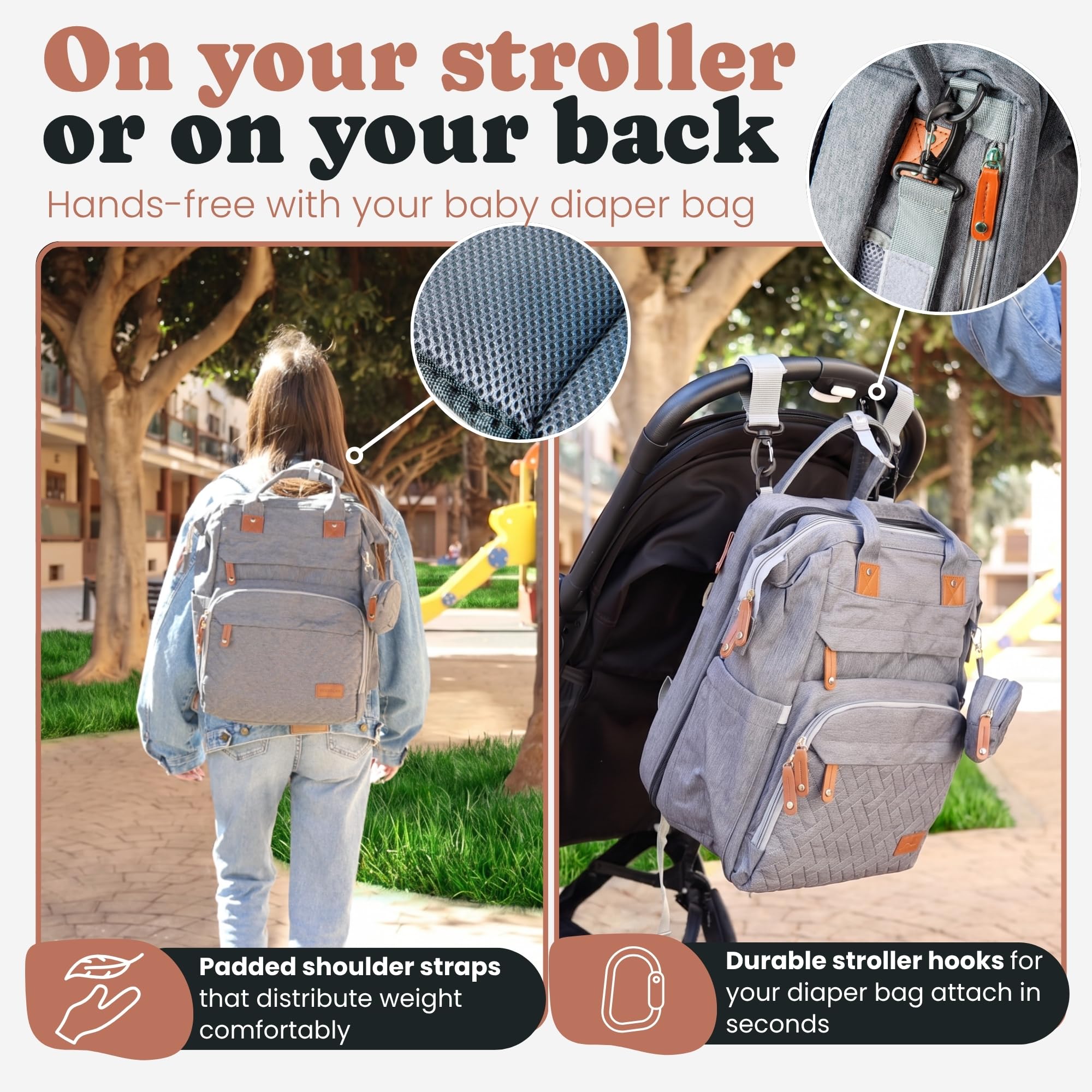 Mochila Bebe Pañalera con Cambiador Portátil - Mochila Carro Bebé Impermeable Gran Capacidad