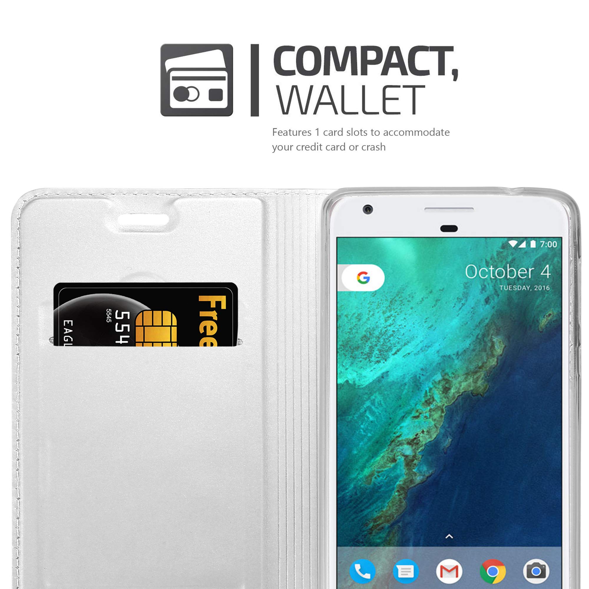 Cadorabo Custodia Libro per LG G5 in Classy Argento – con Vani di Carte, Funzione Stand e Chiusura Magnetica – Portafoglio Cover Case Wallet Book Etui Protezione