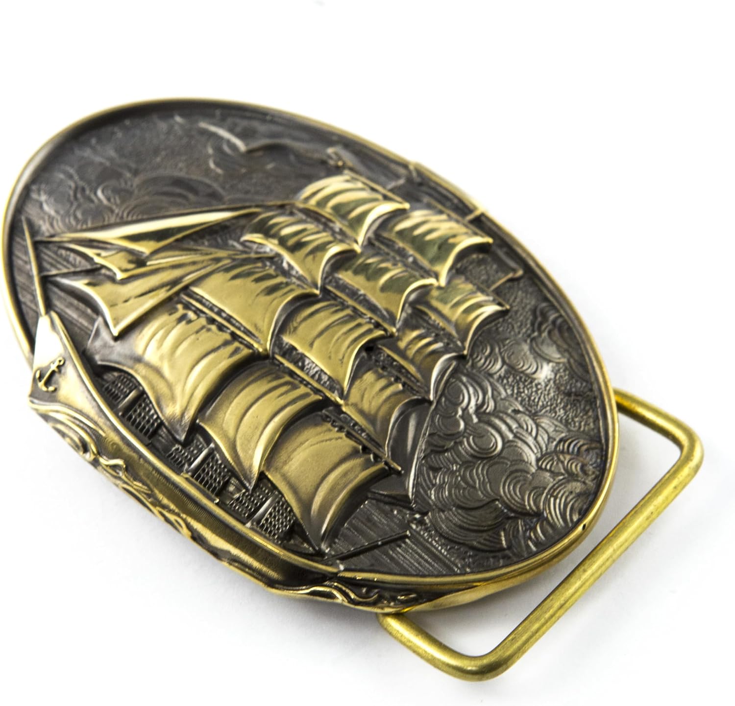 Frigate Ship Belt Buckle – Handmade Solid Brass Maritime Sailor Design Belt Accessory
