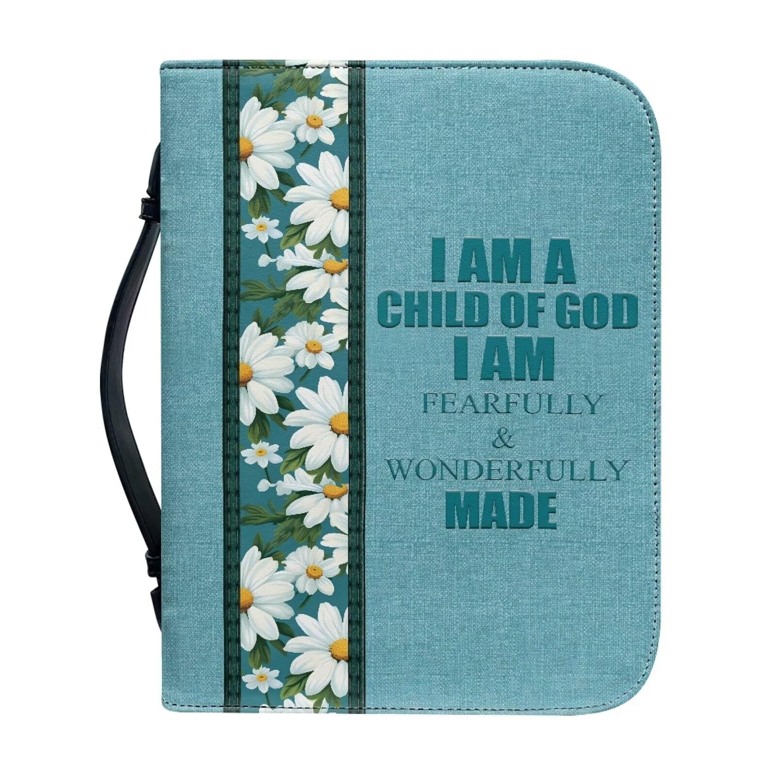 Talayituse Bible Covers for Women Men PU Leather Bible Case Bible Bag Tote Book Carrying Case Christian Bible Accessories, Daisy Flower - I Am Fearfully & Wonderfully, M โ image 1