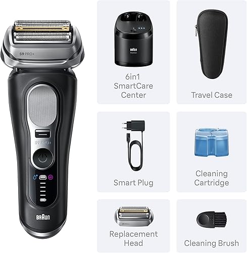 Miniatura 8 de Braun Afeitadora eléctrica Series 9 PRO+, Pro SensoAdapt, centro de cuidado inteligente 6 en 1, maquinilla de afeitar húmeda y seca, 9660CCPS, color