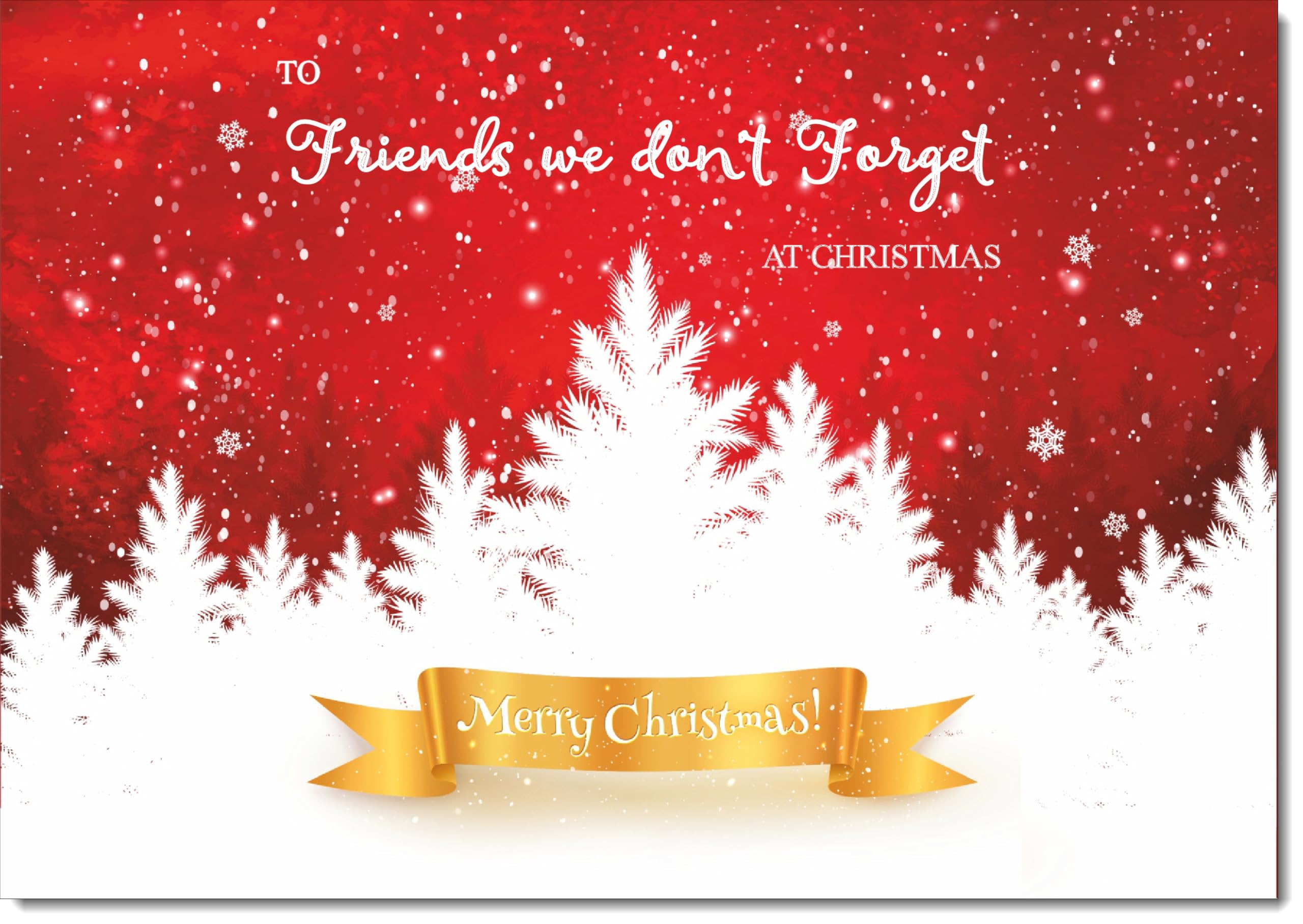 doodlecards Friends We Don't Forget Christmas Card White Forest with Red Sky Large A4 Size Christmas Card for Friends We Don't Forget with Plain Envelope — image 1