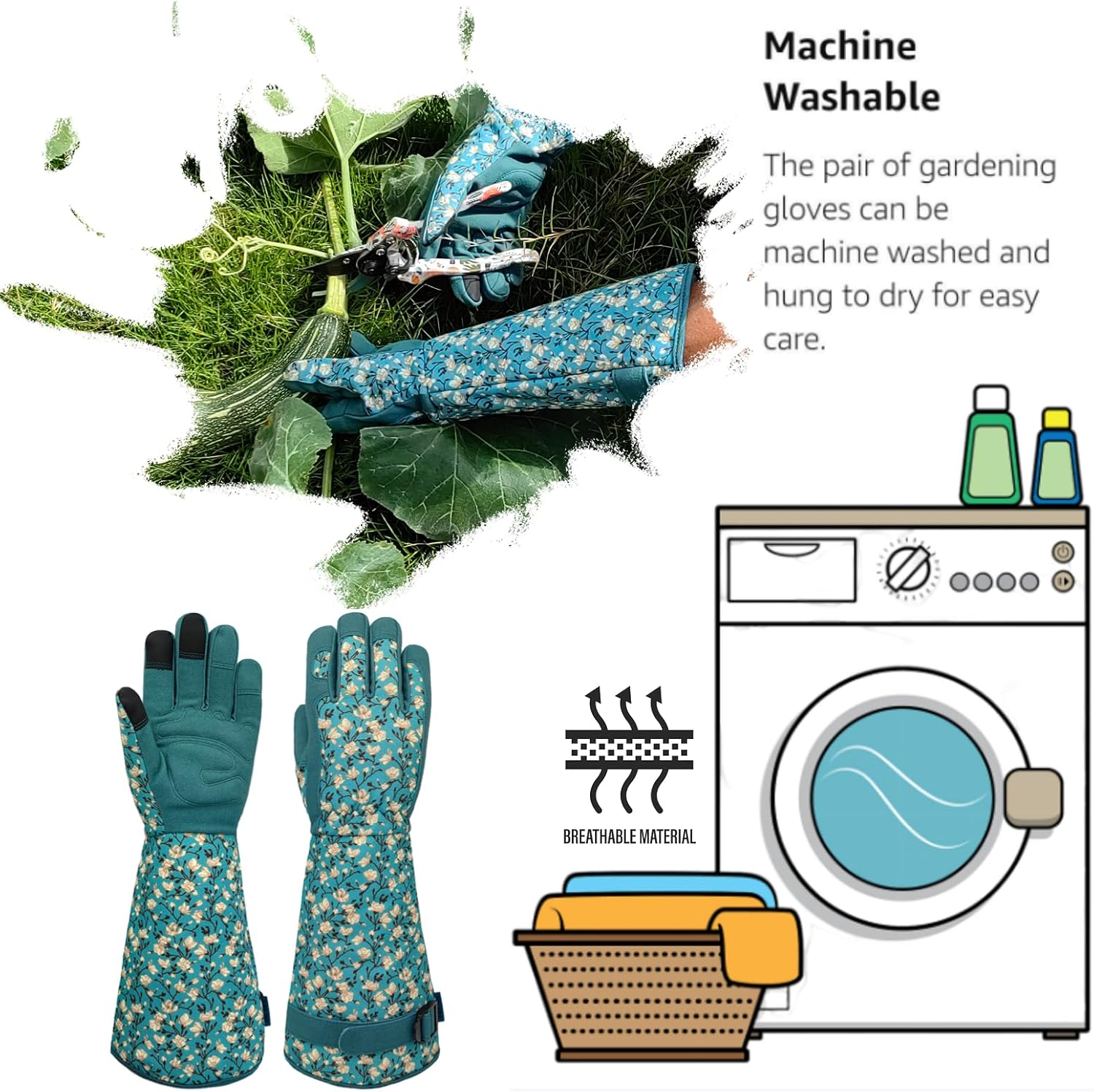 Thorn-proof Gardening and Garden Gloves,Durable Long Rose Yard Work Glove,Gifts for Men Women,Touchscreen - Image 4