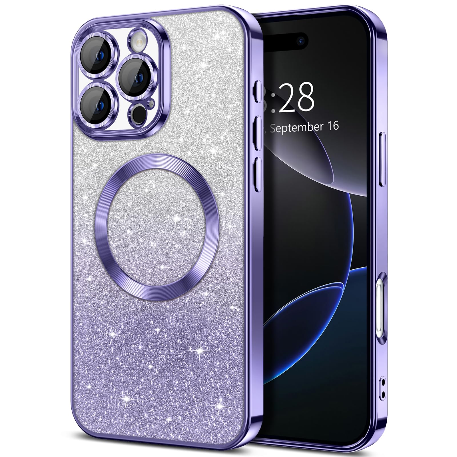 Custodia Hython Per IPhone 16 Pro – Trasparente Glitterata Con Magneti MagSafe – Protezione Fotocamera - 5