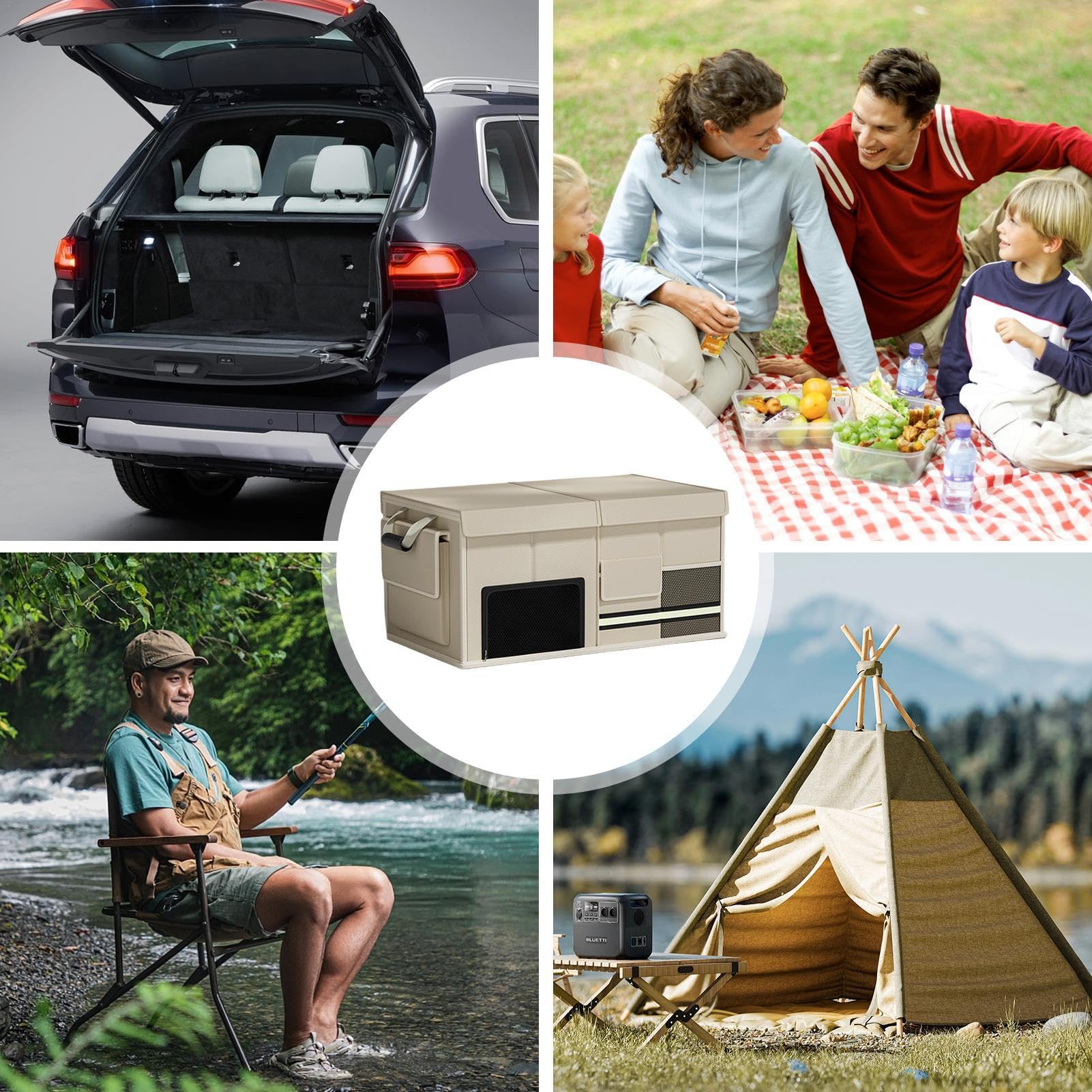 Caja de almacenamiento plegable para maletero, caja de almacenamiento para el maletero del coche, organizador de tela Oxford de gran capacidad, 60 l, multiusos, para viajes, pesca, pícnic