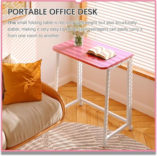 Miniatura 106 de 4NM Escritorio plegable pequeño de 31.6 pulgadas, escritorio plegable de oficina en casa, mesa de estudio para dormitorio pequeño que ahorra natural