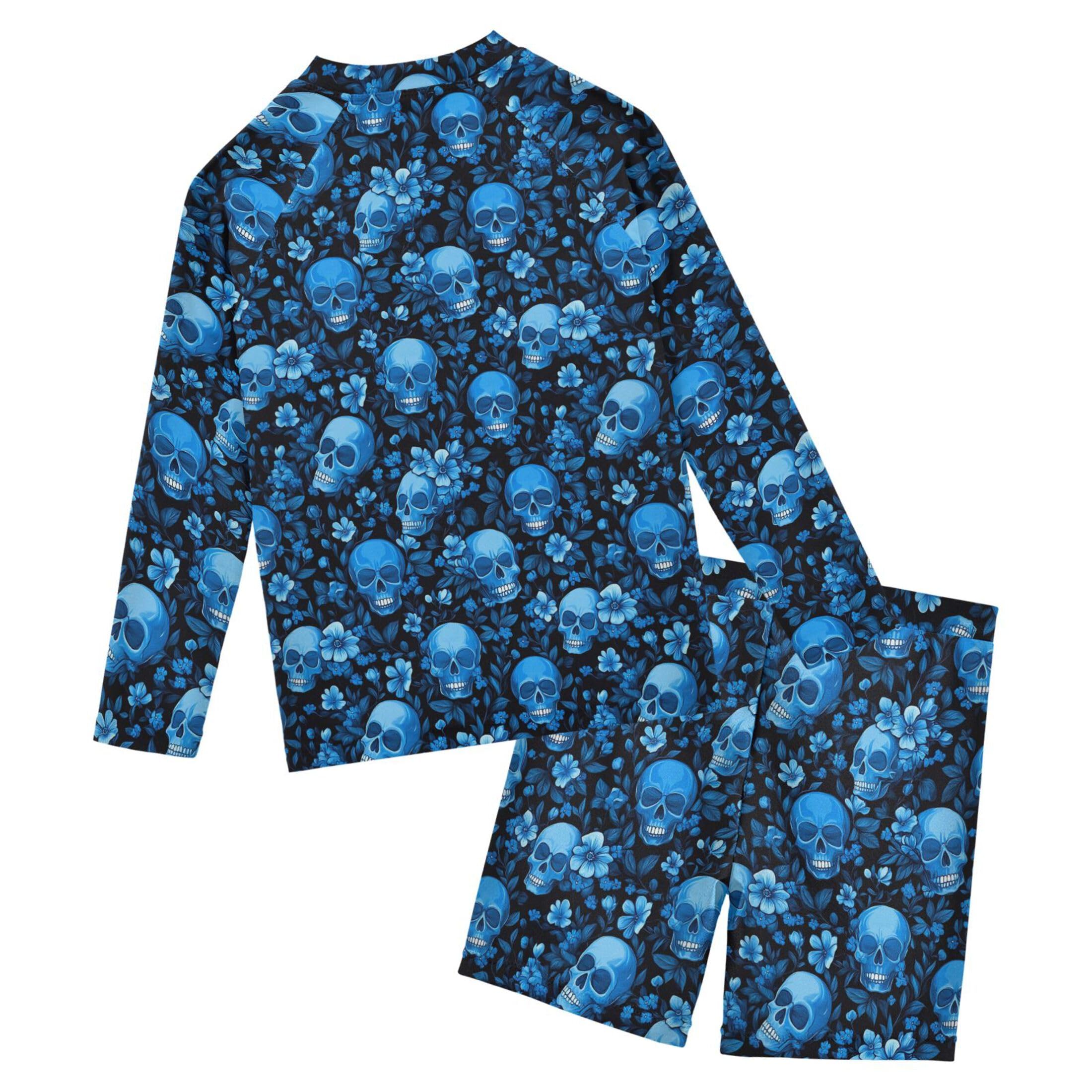 Skull Flower Baby Boys' Toddler Long Sleeved Rashguard Swim Bathing Suit Set B0404487