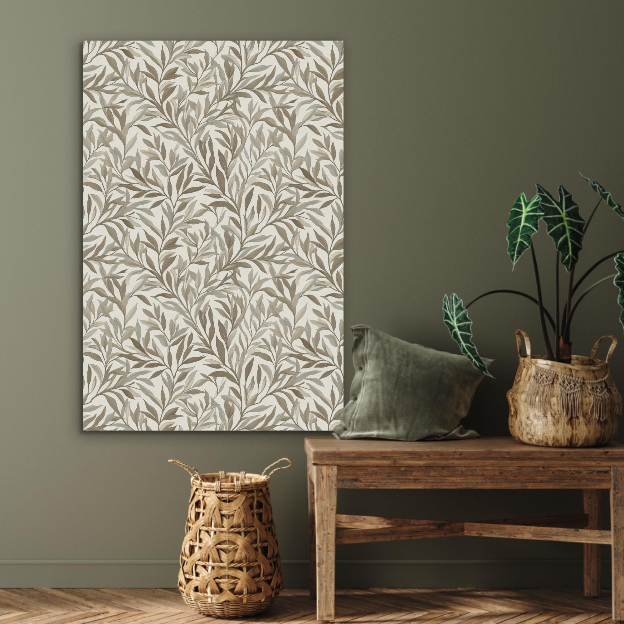 "MuchoWow© Insonorizar Habitacion 60x90 cm Paneles Acusticos Acoustic Panel Insonorizante Pared Insonorizacion Decoracion Cuadros Decorativos Ramas - Botánico - Topo"