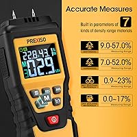 Vista 4 de PREXISO Medidor de Humedad de Madera - Medidor de Humedad Digital 7 en 1 para Leña, Carpintería, Paredes, Hogar, Yeso, Papel, Piso - Lector
