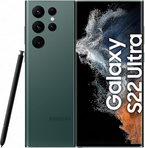 Samsung Galaxy S22 Ultra, Téléphone mobile 5G 256Go Vert, Carte SIM non incluse, smartphone Android, Version FR