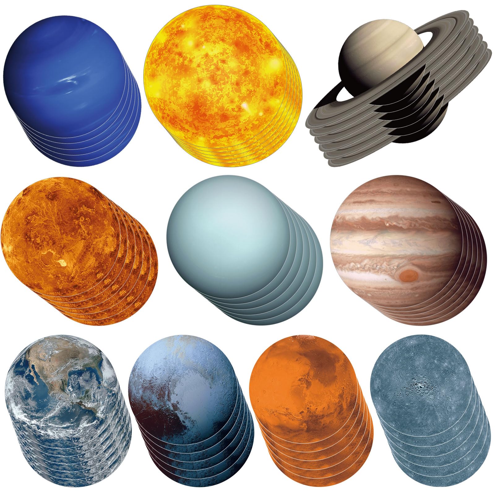 60 Pcs Solar System Cutouts for Bulletin Board 9 Planets Galaxy Wall Decal Solar System Decor for Bedroom Nursery Classroom Outer Space Decoration Universe Theme Party Earth Day Bulletin Board Decor