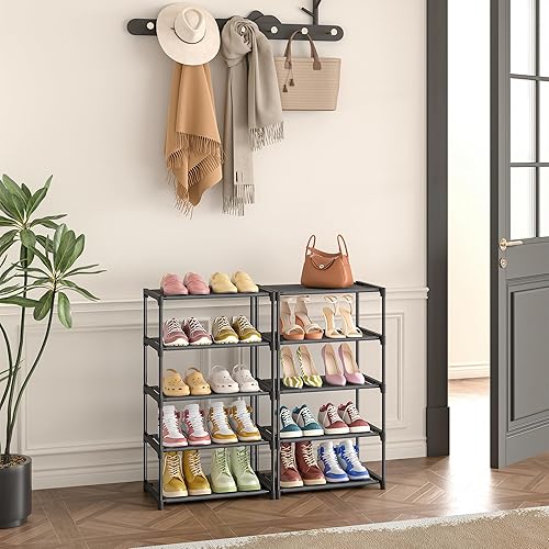 Miniatura 2 de Zapatero alto de 10 niveles, telas no tejidas, estante compacto y estrecho para zapatos, organizador vertical de almacenamiento pequeño que ahorra