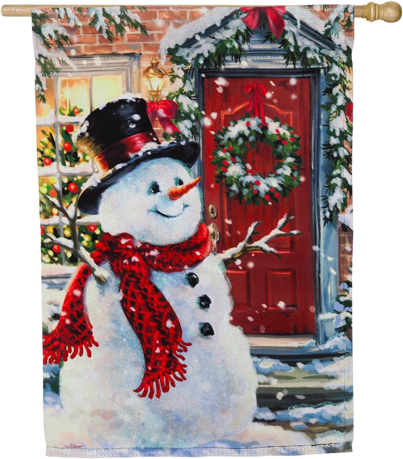 Evergreen Snow Place Like Home Suede House Flag, 29 x 43 inches