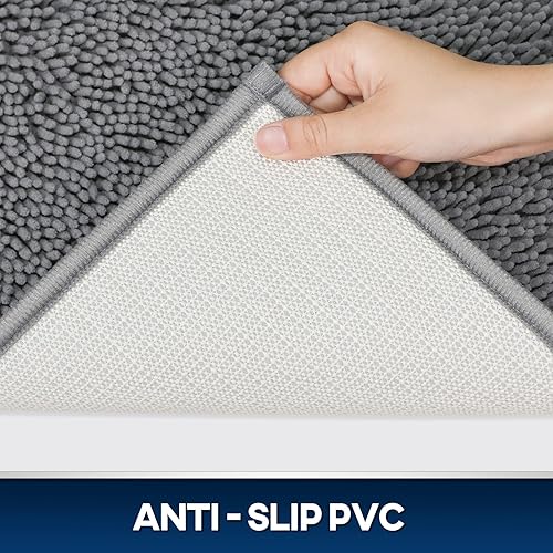 Miniatura 5 de Tapete de baño lavable a máquina, absorbente de agua, antideslizante, de microfibra suave (juego de 3, mediano de 20 x 32 pulgadas, cubierta de