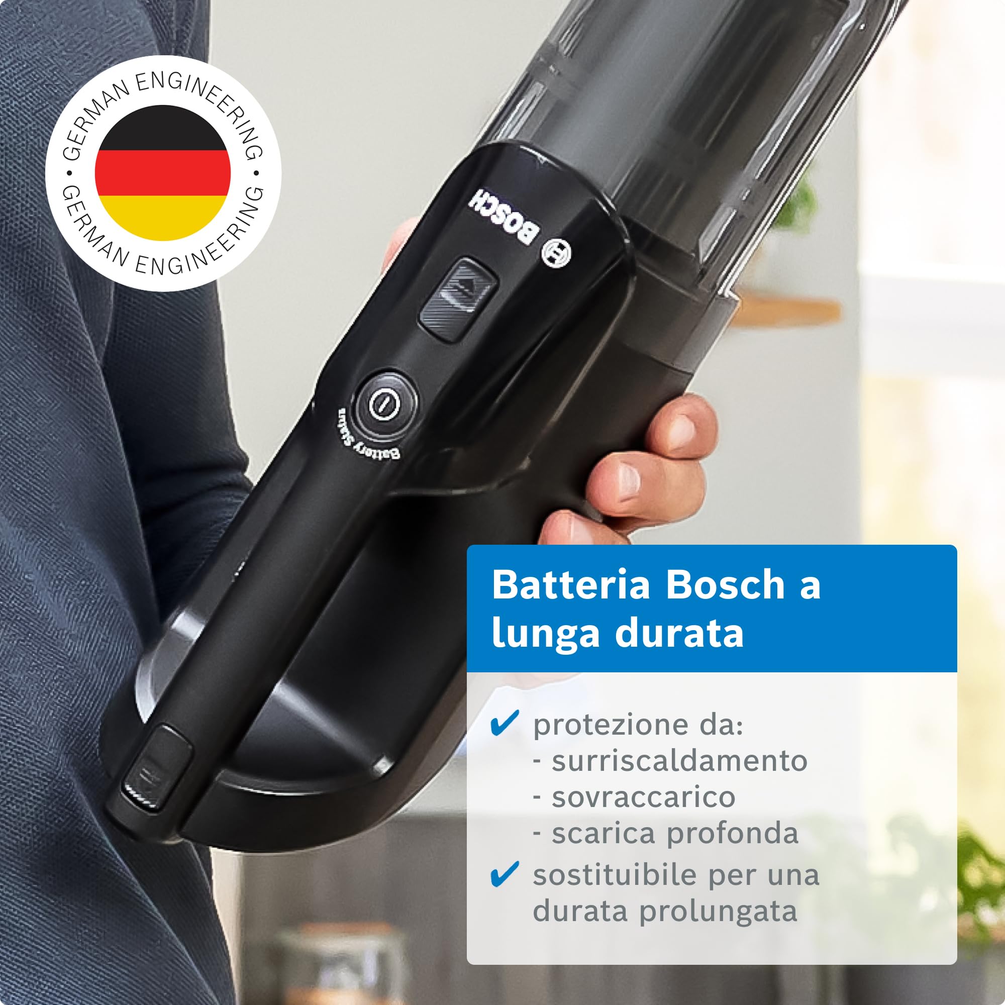 Bosch BKH4WN28 Aspirapolvere e Aspirabriciole 2in1, Luci LED, Bianco