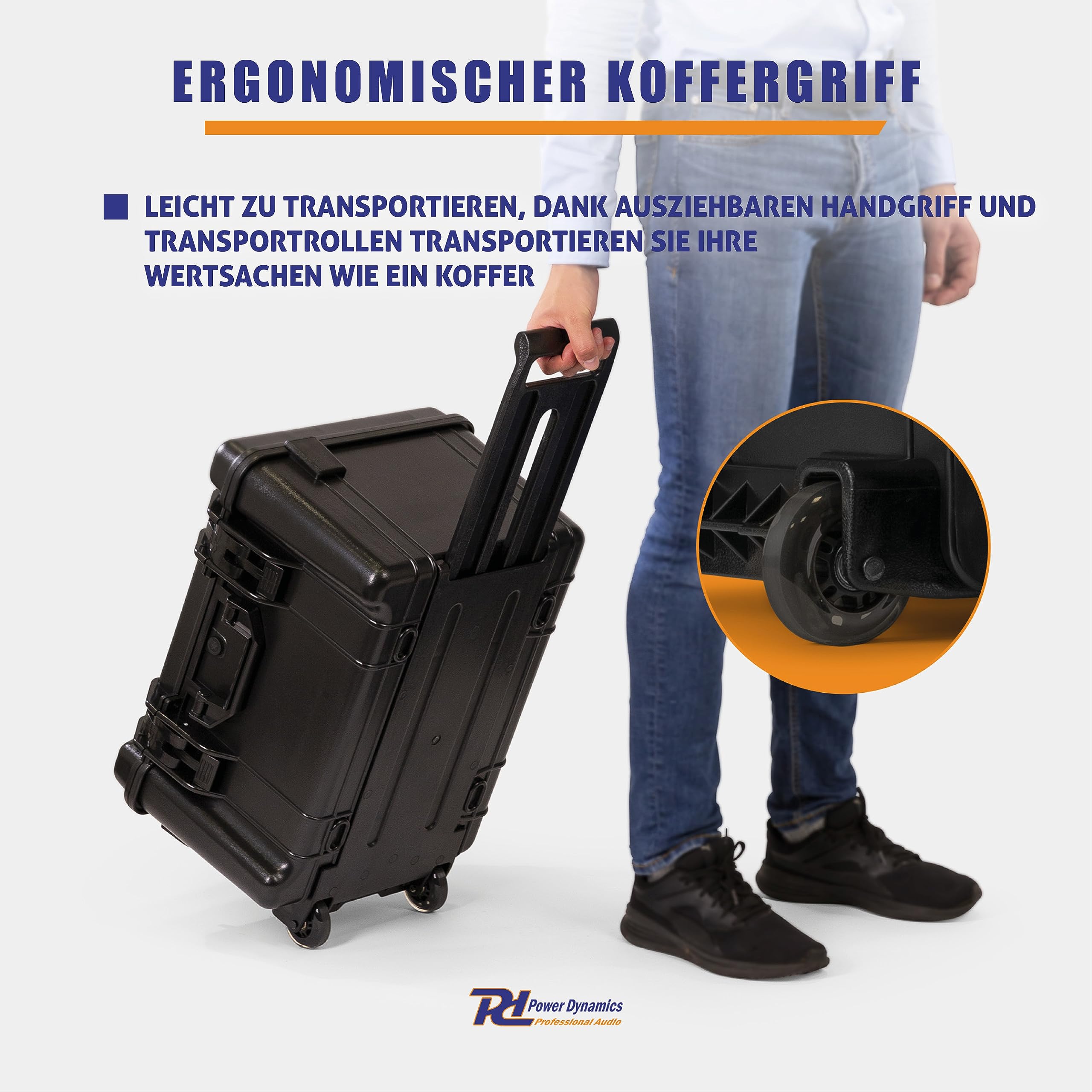 Power Dynamics GIGCase34T, Universal Outdoor Hartschalenkoffer, Trolley, Wasserdicht, Kamera Koffer mit Schaumstoffeinlage, Foto Koffer, Pistolenkoffer, Transportkoffer mit Schaumstoff und Rollen