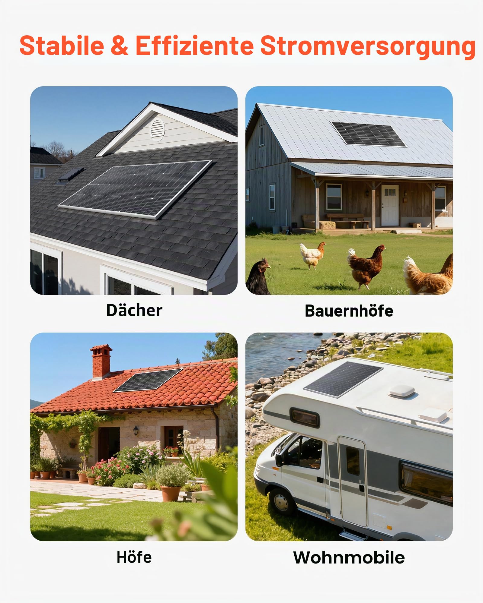 VEVOR Monokristalline Solarmodule, 100 W 2er-Pack, PV-Modul mit MC4-Ausgangsleistung & Aluminiumrahmen, Solarpanel IP65 wasserdicht, Netzunabhängiger Balkonkraftwerk für Auto, Boot, RV, Flachdach