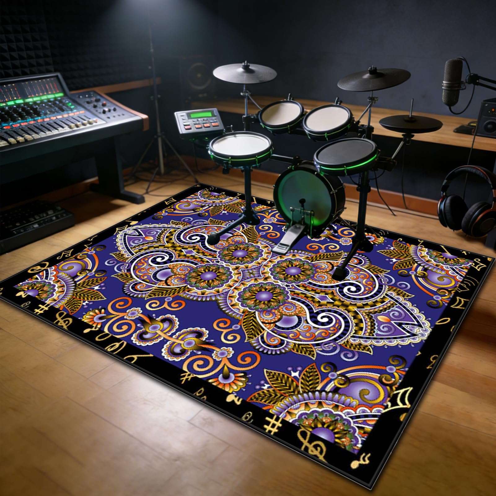 120 x 90 cm Mata perkusyjna dźwiękoszczelna mata bębnowa antypoślizgowa mata do perkusji akustycznej duża werbel zestawy perkusji elektronicznych instrumenty muzyczne mata podłogowa