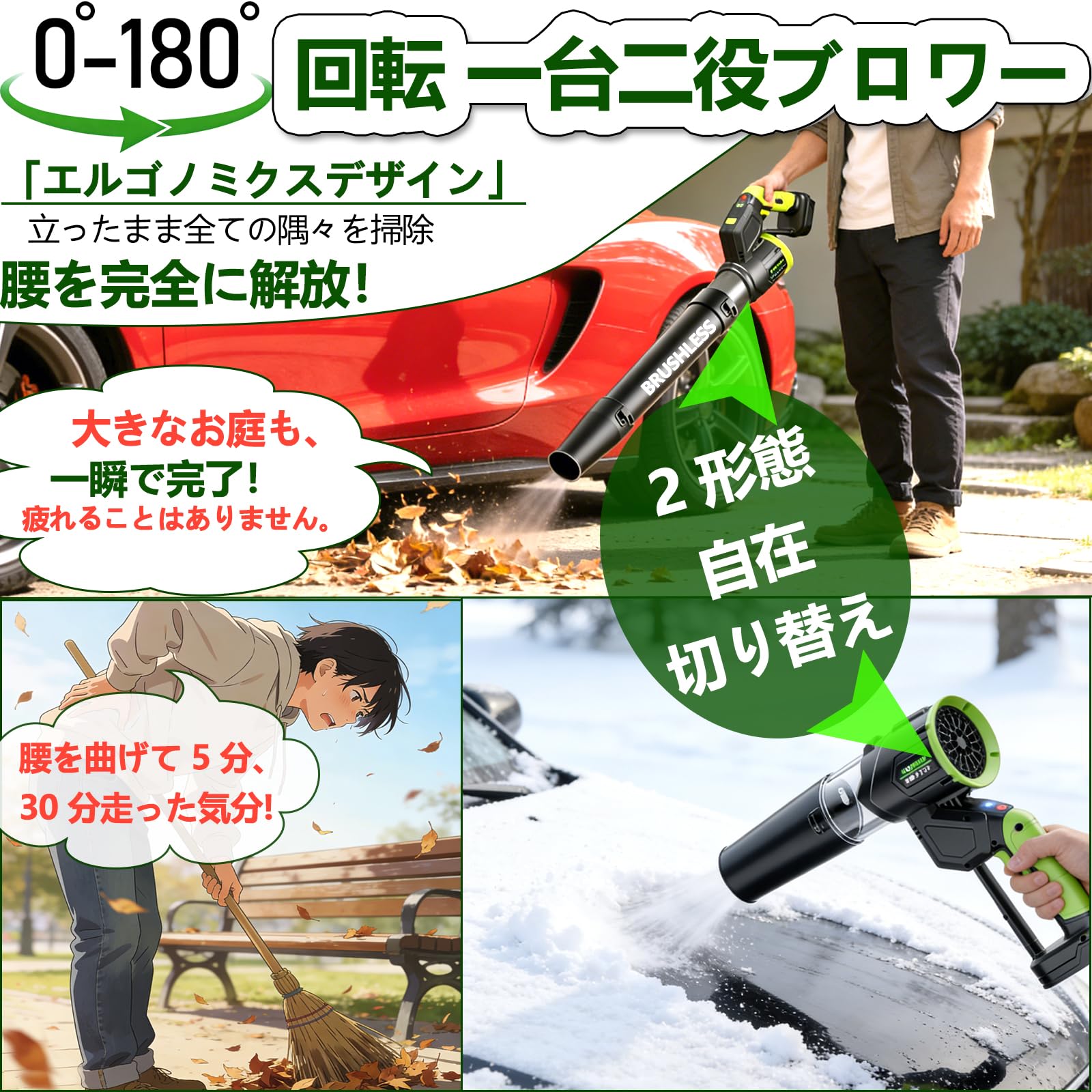 Amazon.co.jp: ブロワー 洗車 強力 ブロアー【2026最新業界初の180度