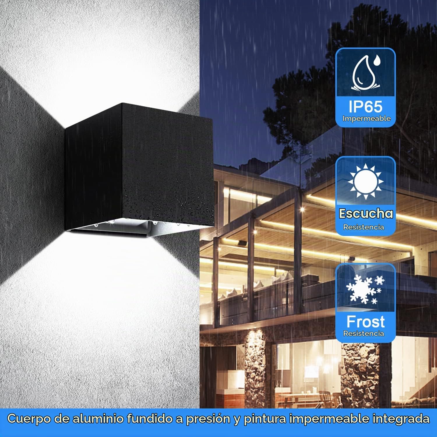 ledmo 4 Piezas Aplique de Pared Interior 20W Aplique Exterior Pared 6000k Blanco Frío Ángulo de haz Ajustable Negro IP65 Impermeable