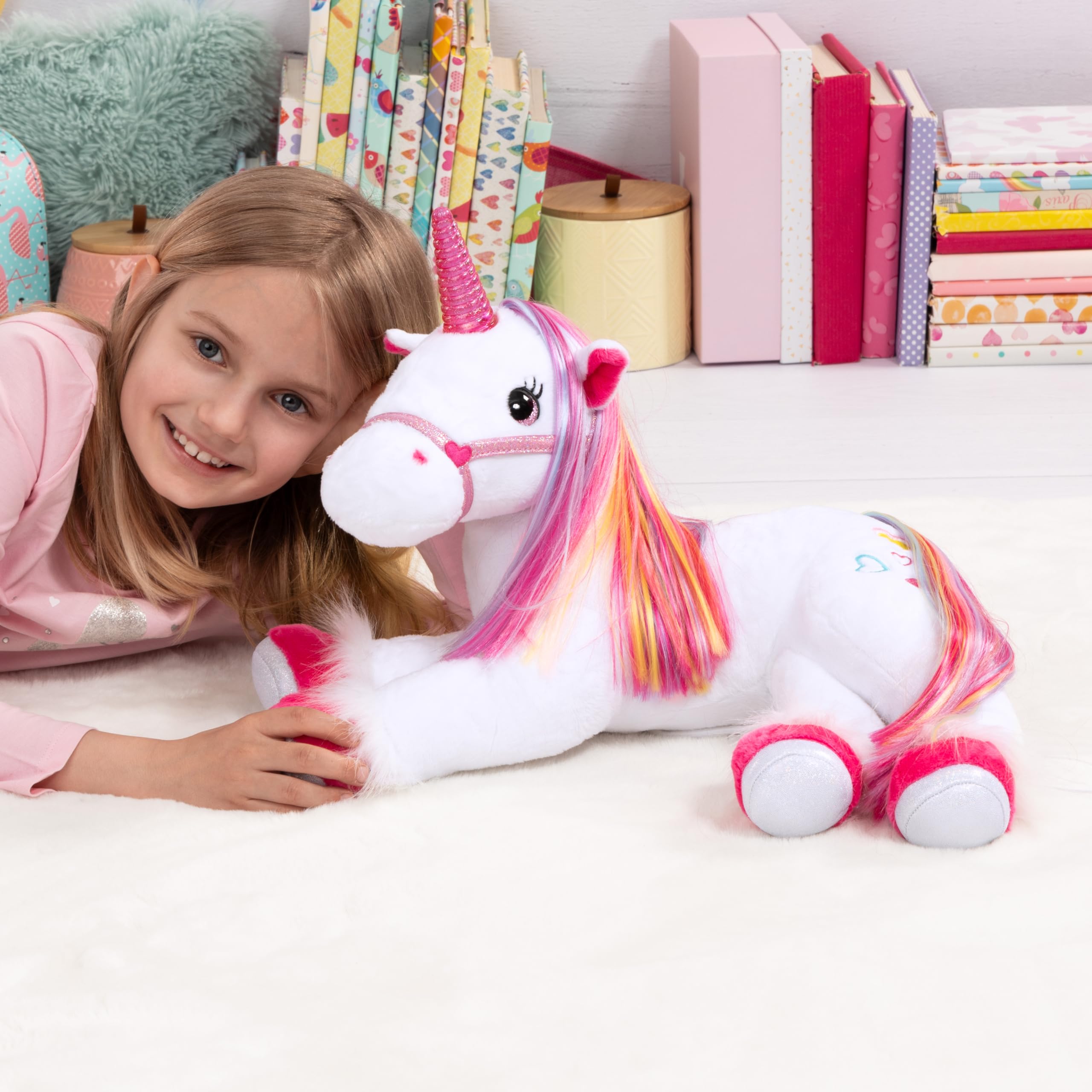 Bayer Design Peluche Juguete Unicornio con luz y Sonido, Interactivo | blanco