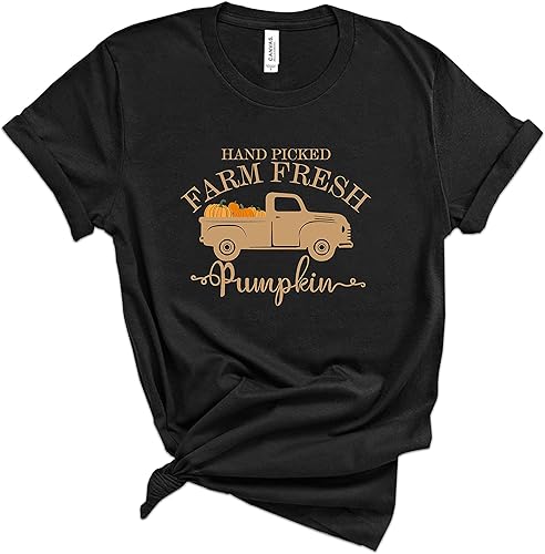 Hand-Picked Farm Fresh T-Shirts, Farming Clothes For Women And Men, Pumpkin T-Shirt, Pumpkin Farmer Shirts, Farm Truck Shirt, Pumpkin Patch Casual