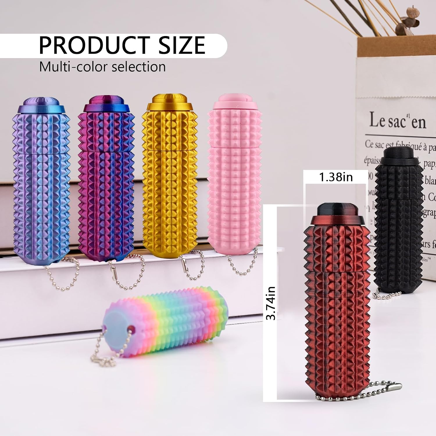Button Click,Spinners,Pain Stim,3-in-1 Design of Little Ouchies Fidget Toy with Keychain,Spiky Toys for Adults