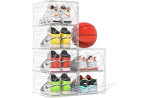 PRAKI 6 Cubby Shoe Storage Organizer with Clear Doors