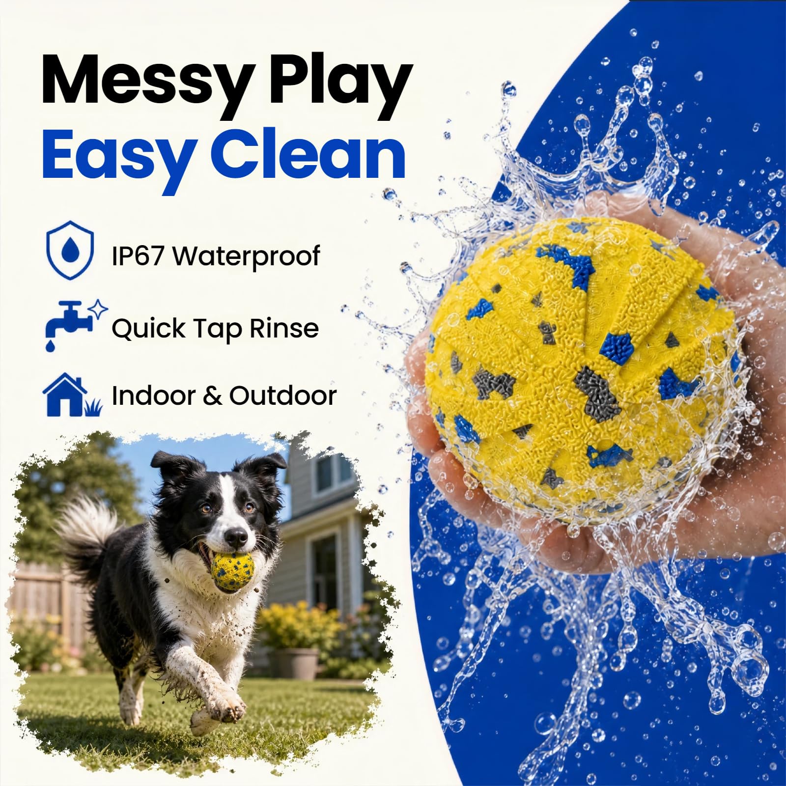Pelota interactiva de juguetes para perros, juguetes para perros en movimiento para mantenerlos ocupados, auto rodante y rebote automático, material suave E-TPU IPX7 impermeable