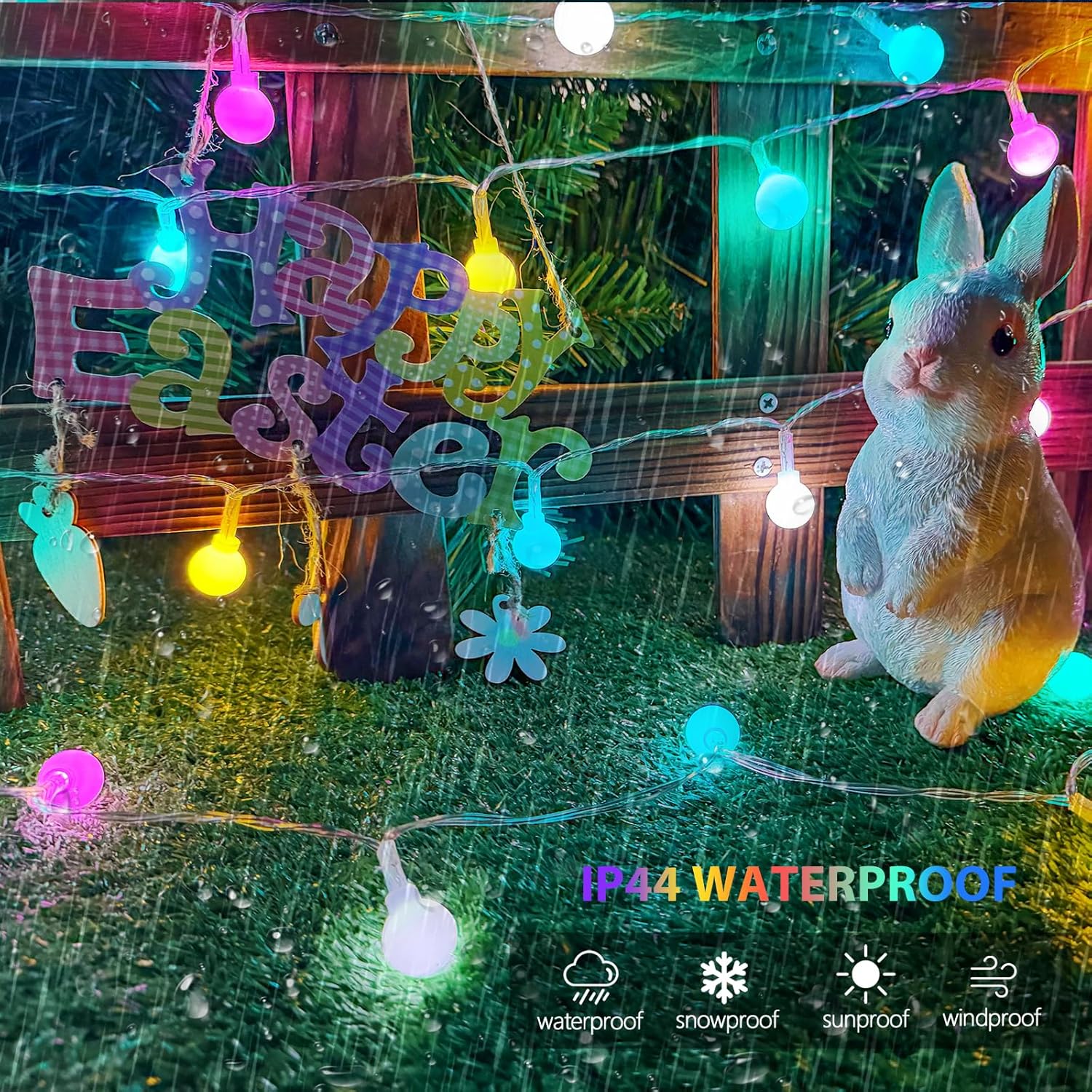 Cectable 100LED Easter String Lights Outdoor Indoor, Pastel Lights with