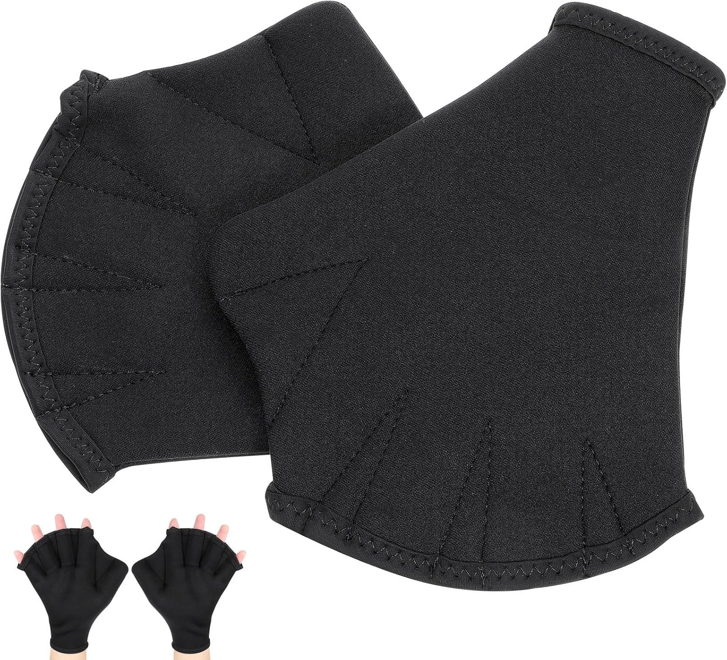 Black Neoprene Webbed Swimming Gloves for Diving and Pool Training