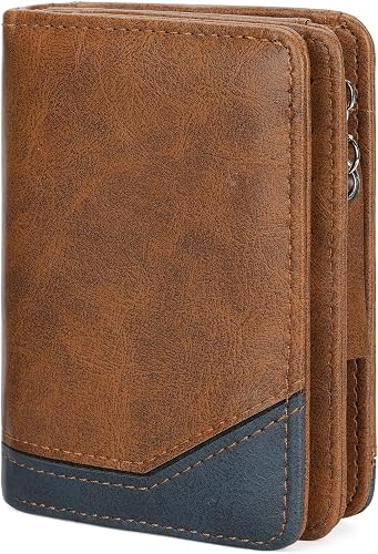 GAEKEAO Portafoglio Uomo, Portacarte in Similpell, Portamonete Uomo con 10 Scomparti per Carte, Finestra ID, Tasca per Monete con Cerniera, Portafogli Minimalista Compatto, Regalo per Uomini
