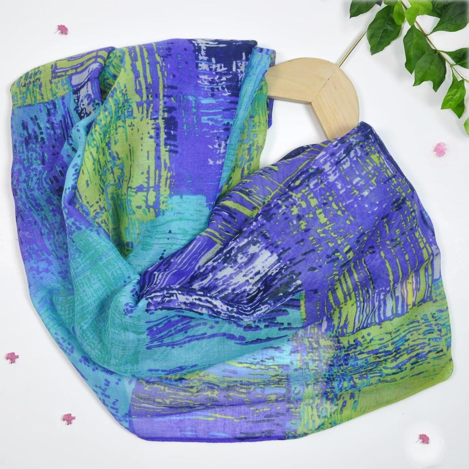 Infinity Scarf for Women Lightweight Colorful Print Silk Scarves and Wraps for Spring Shawl Neck Scarfs - Image 5
