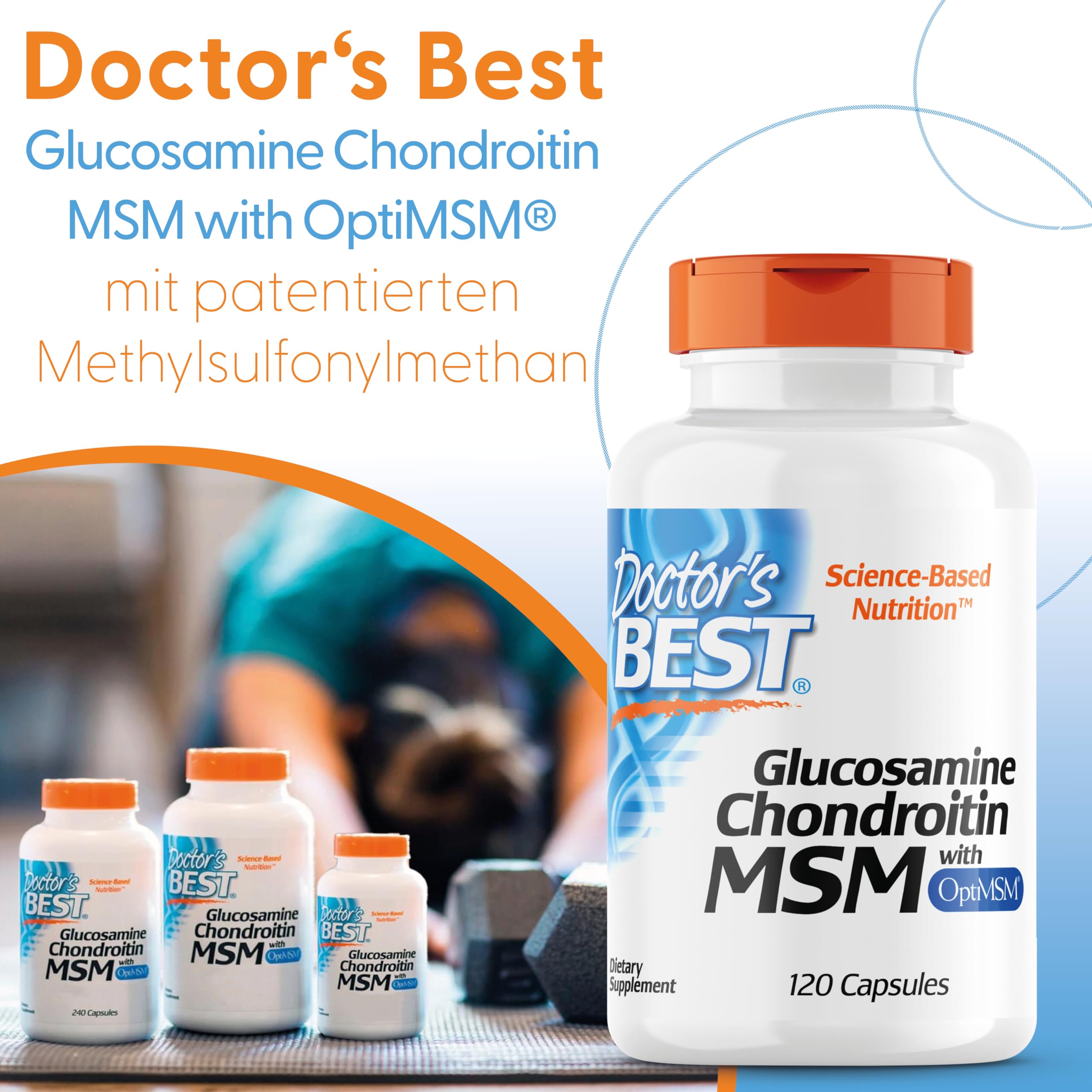 Doctor's Best, Glucosamin-Chondroitin MSM, mit OptiMSM, 120 Kapseln, Laborgeprüft, Sojafrei, Glutenfrei, Ohne Gentechnik