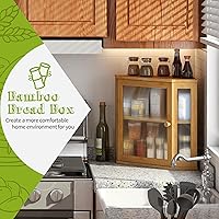 Vista 2 de BMOSU Panera de esquina para encimera de cocina, doble capa, caja de pan de madera de bambú, contenedor de almacenamiento de pan de gran capacidad