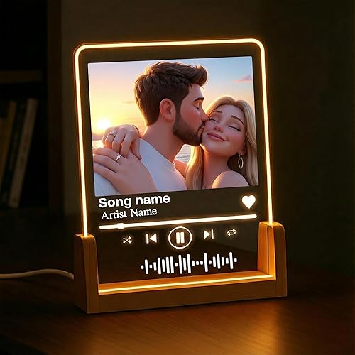Miniatura 5 de FAMITRENDZ Luz LED personalizada con regalos de fotos para parejas, marco de fotos de retrato de pareja, regalos de aniversario para marido y