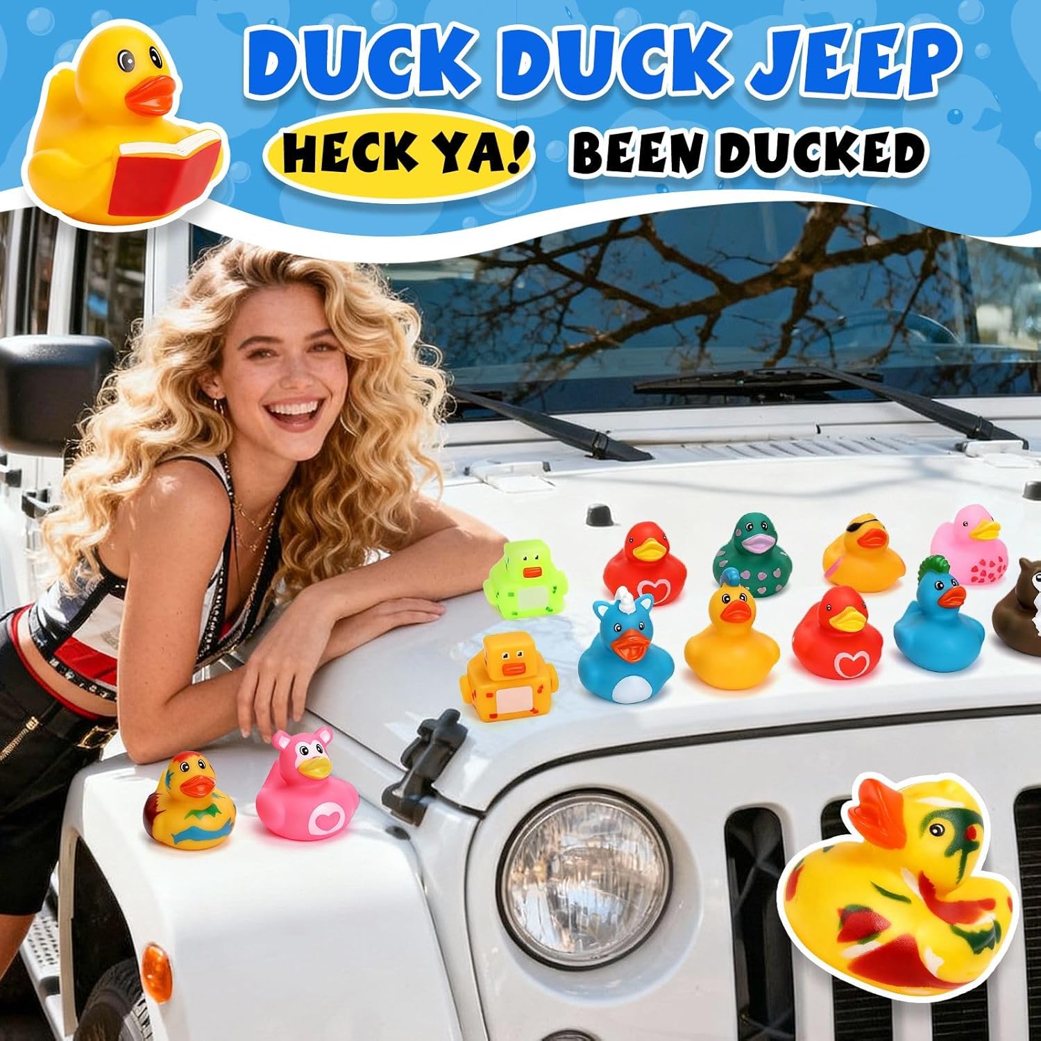VISRIE 60 Pcs Rubber Ducks in Bulk, Assortment Ducks for Jeeps, Bulk Ducks for Toddler Bath Toys Kids Pool Toys Birthday Gifts Party Favors