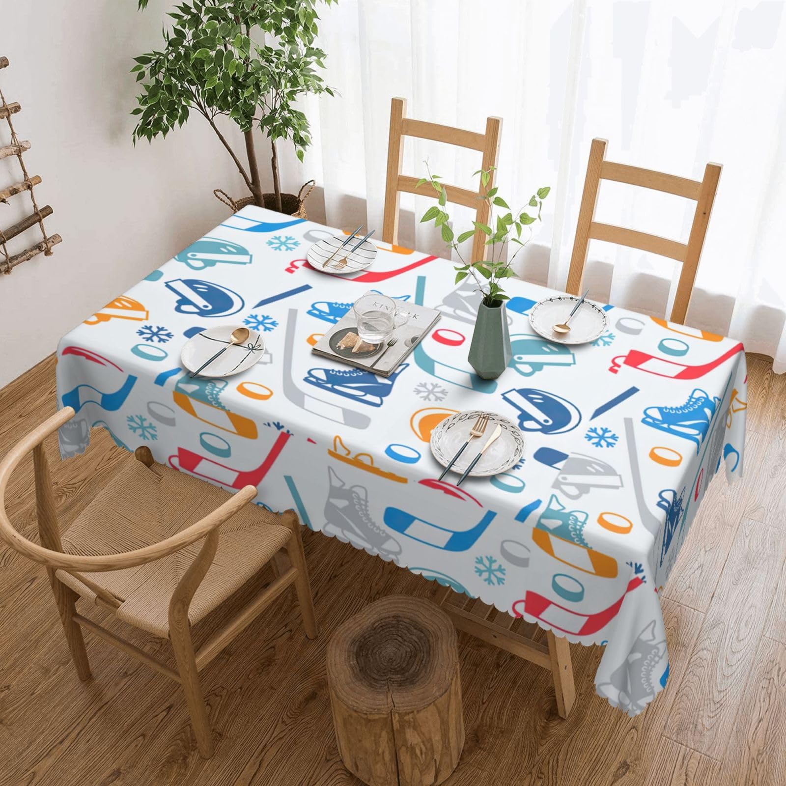 Nappe rectangulaire en tissu hockey pour table de buffet et de dîner