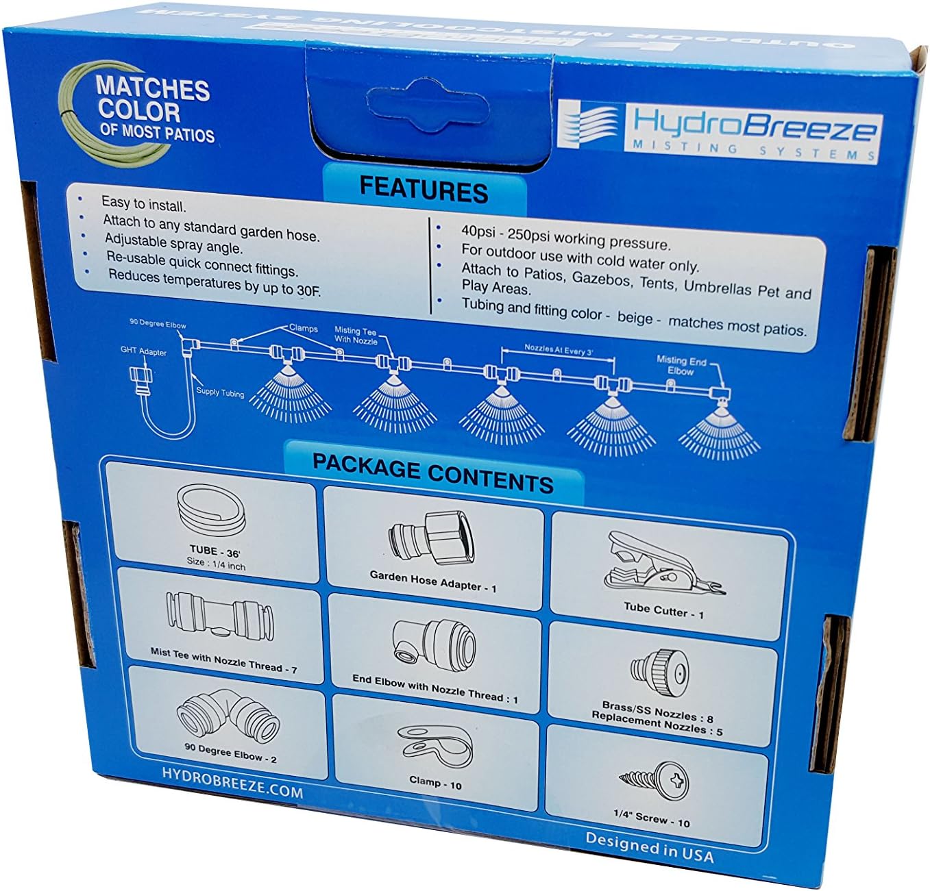 AMZ05145-HYDROBREEZE System AMZ05145 Outdoor Mistcooling System-36 Feet Misting Line, Beige