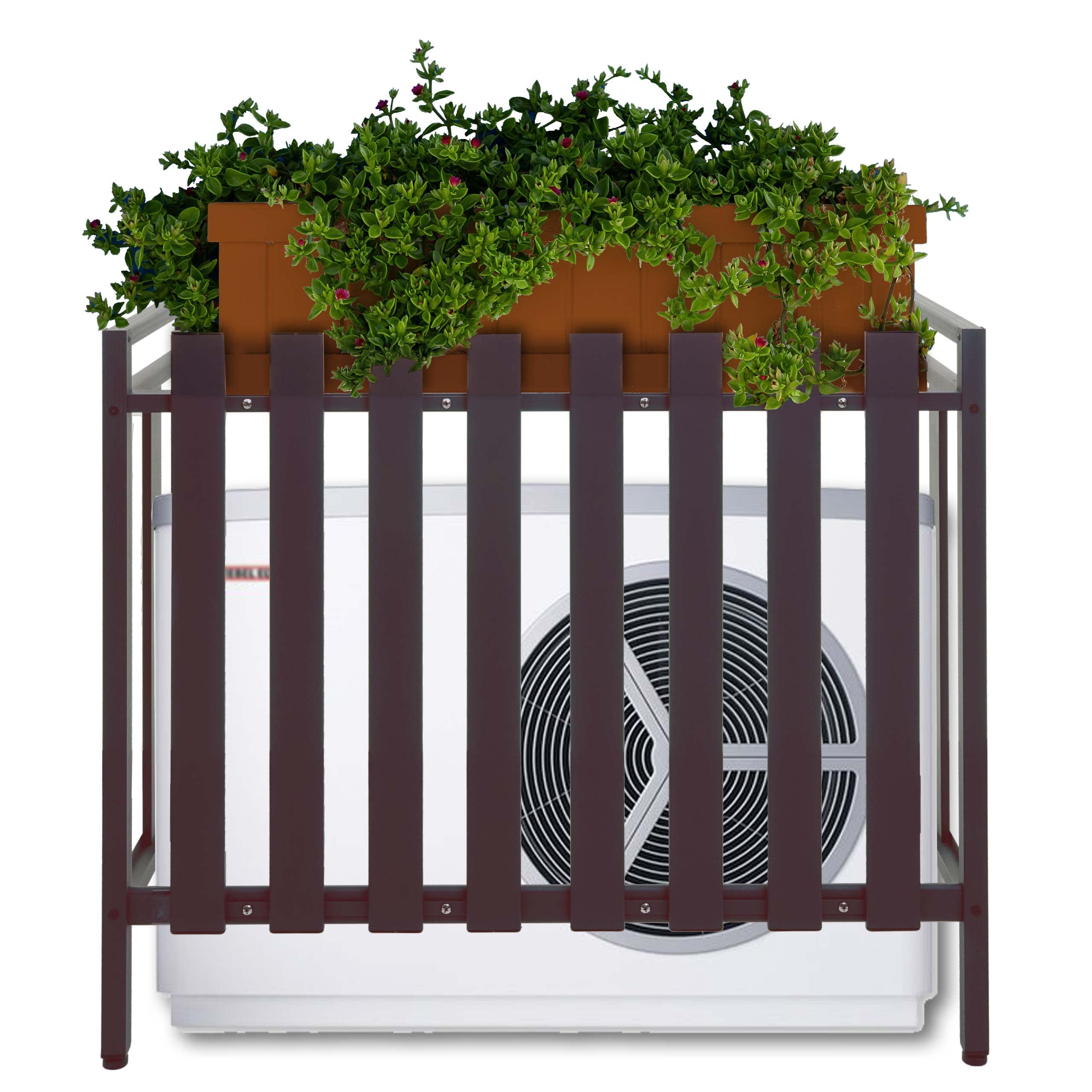 Mendler Cache pour climatiseur/Pompe à Chaleur HWC-K58 métal 80x90x39cm Marron