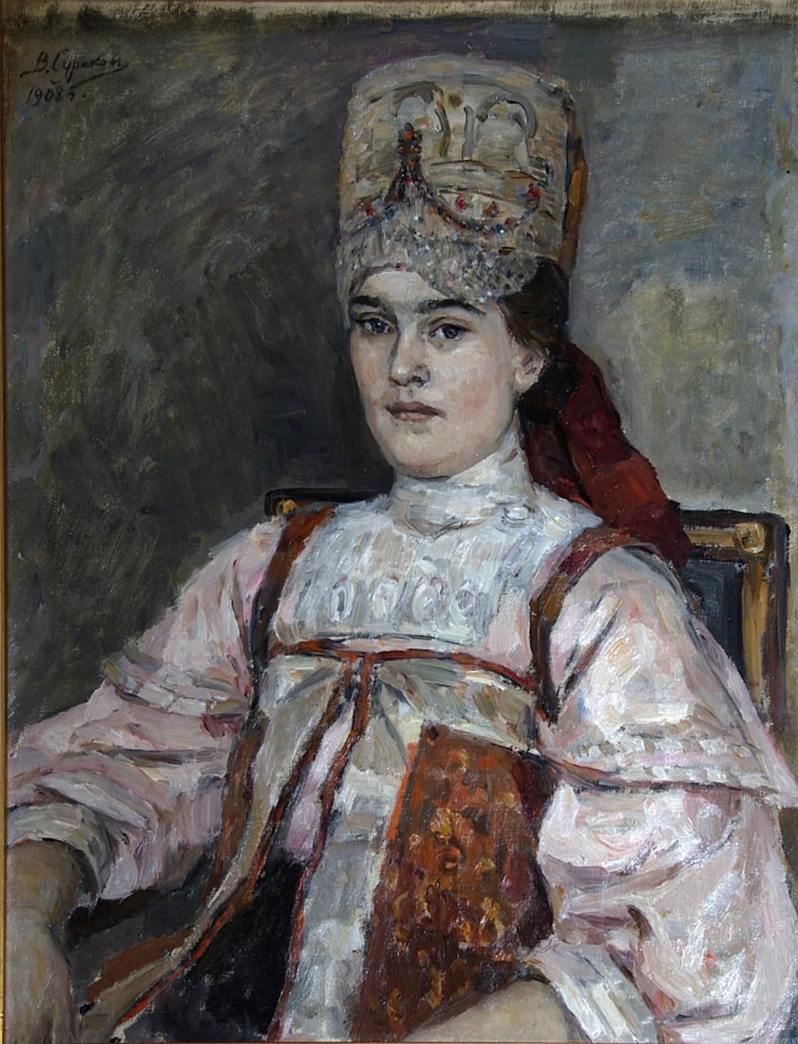 POSTERIIk Famous Modern Artwork Art Mural Portrait of Natalia Fyodorovna Matveyeva by Vasilij Ivanovic Surikov Oil Paintings Pictures for Home Decor 60x90cm
