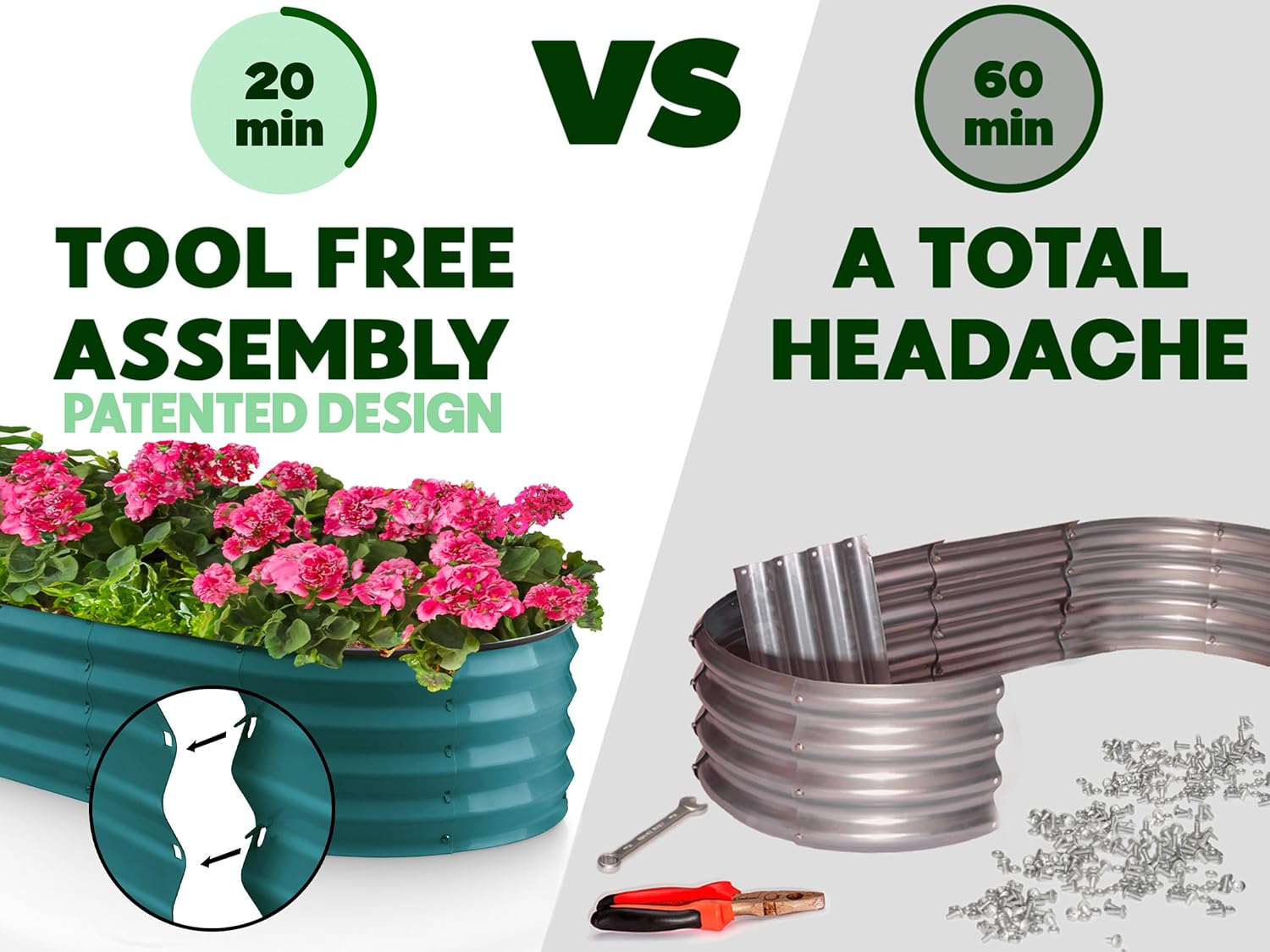 Plant & Plot Galvanized Raised Garden Beds Outdoor // 6×3×1 ft Planter Raised Beds for Gardening, Vegetables, Flowers // Large Metal Garden Box // Patented Tool-Free Design (Turquoise)