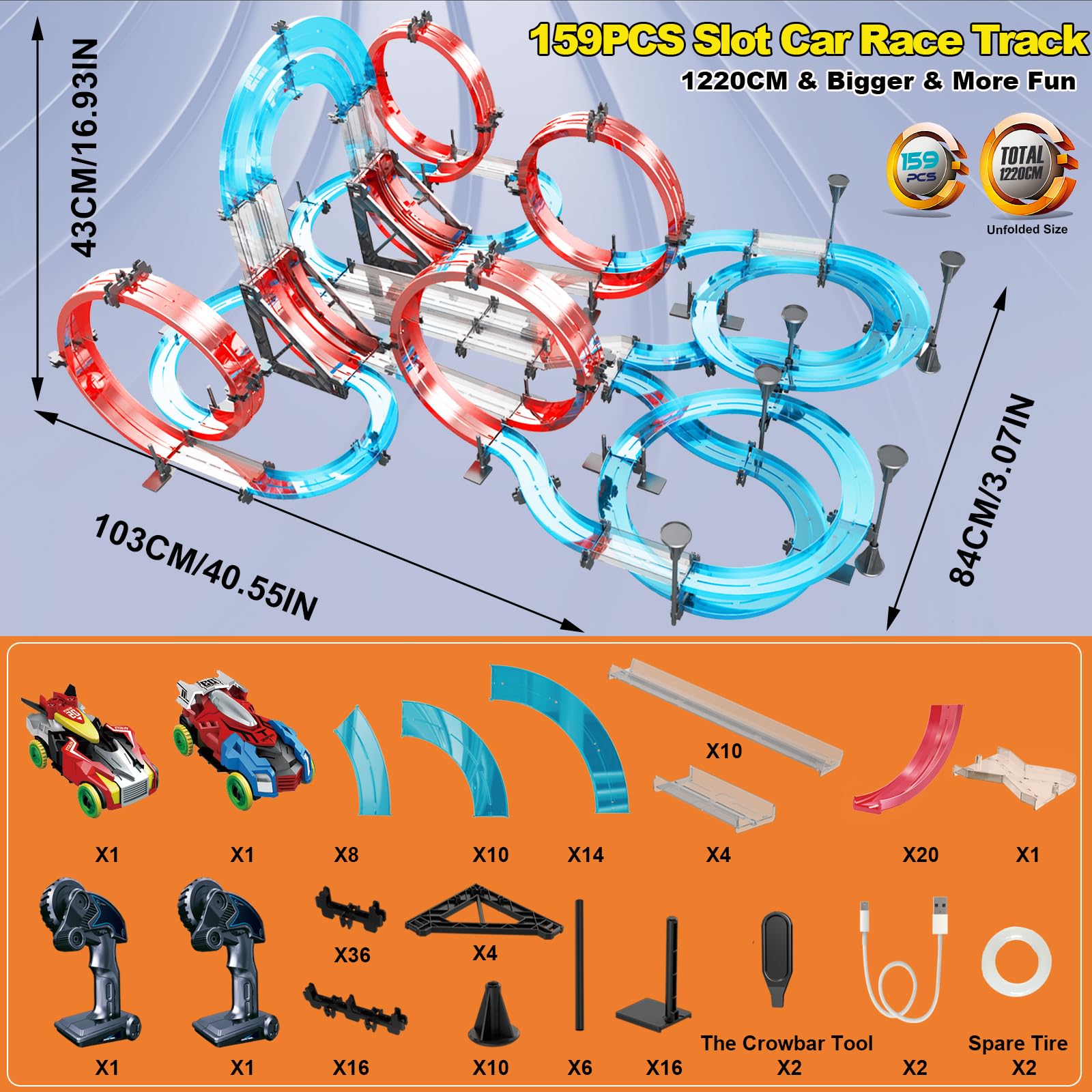 Juego de pistas de carreras de coches de tragamonedas con control remoto eléctrico de doble jugador, recargables, magnéticos, juego de carreras con controladores manuales, pista circular de paso 5